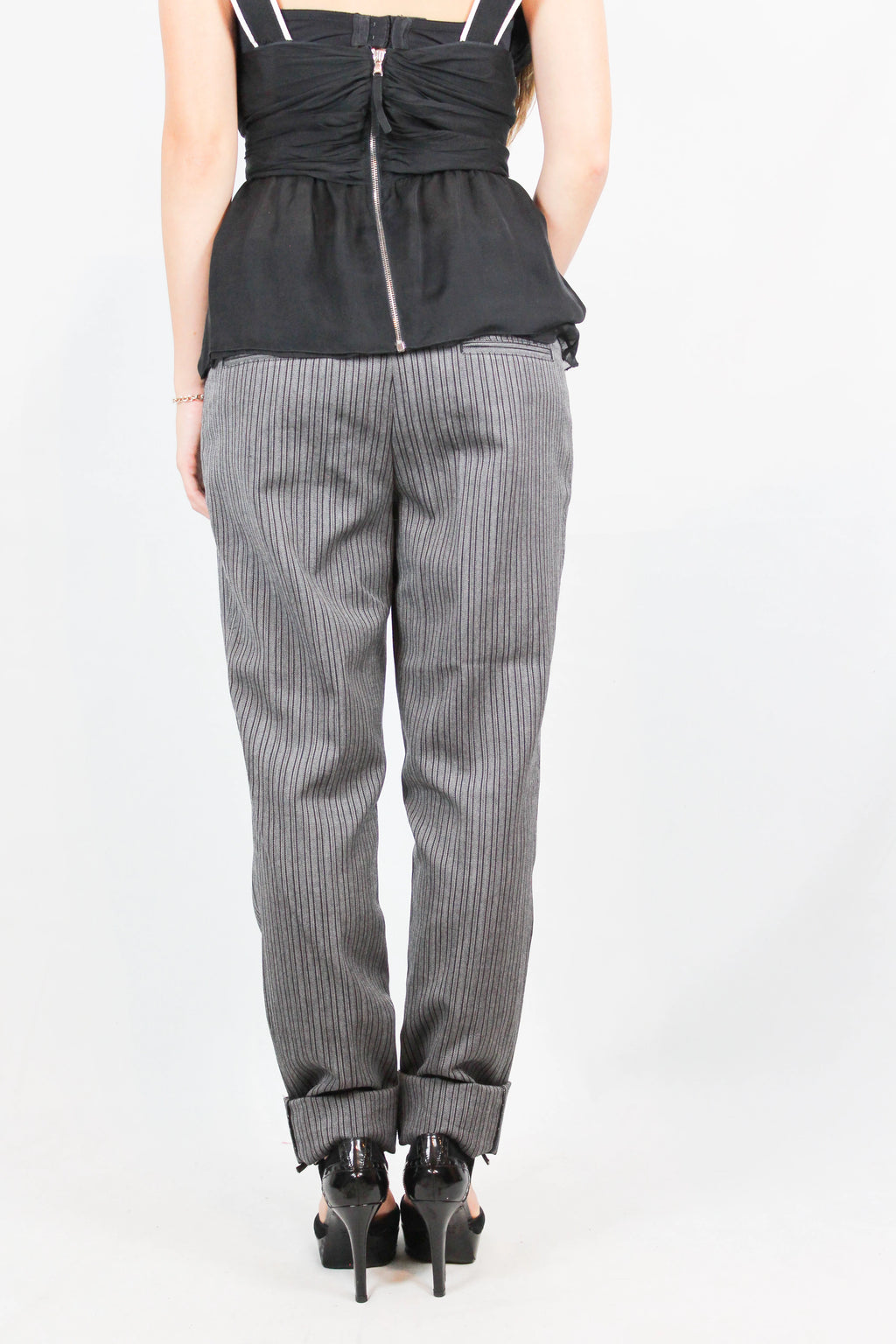 Striped Wool-Blend Slim Trousers