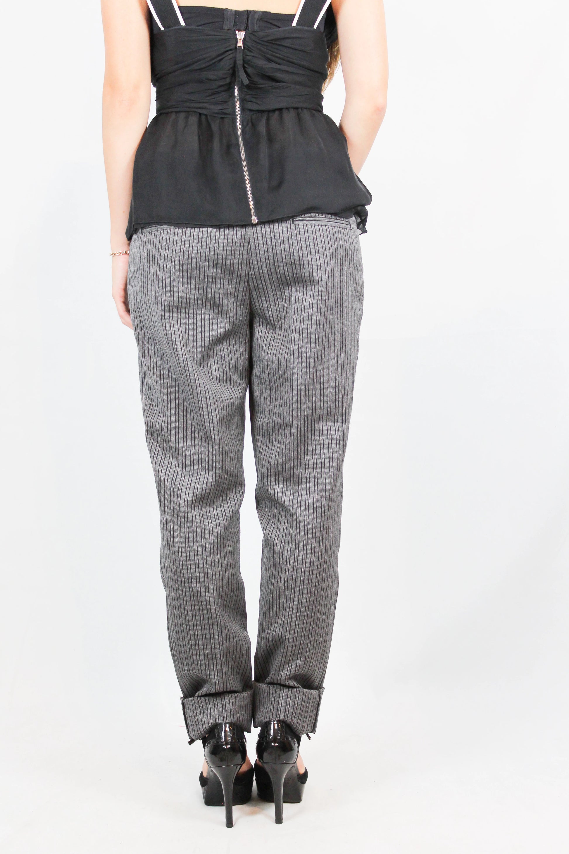 Striped Wool-Blend Slim Trousers