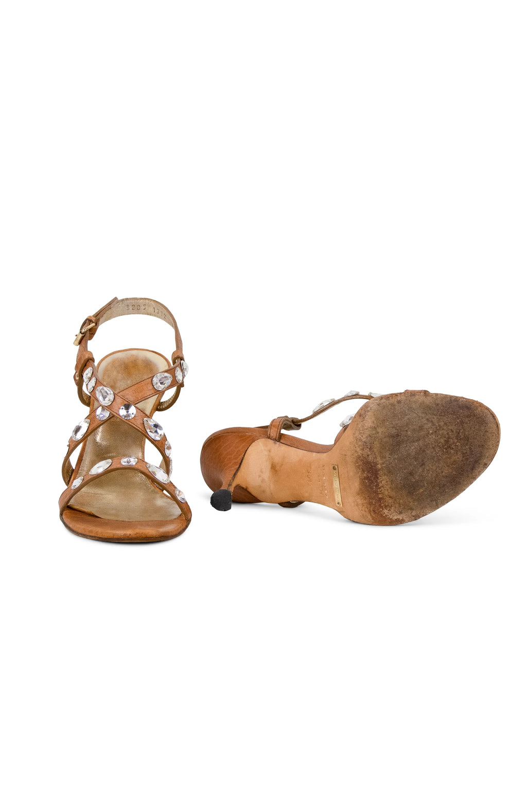 Tan sandals with gems