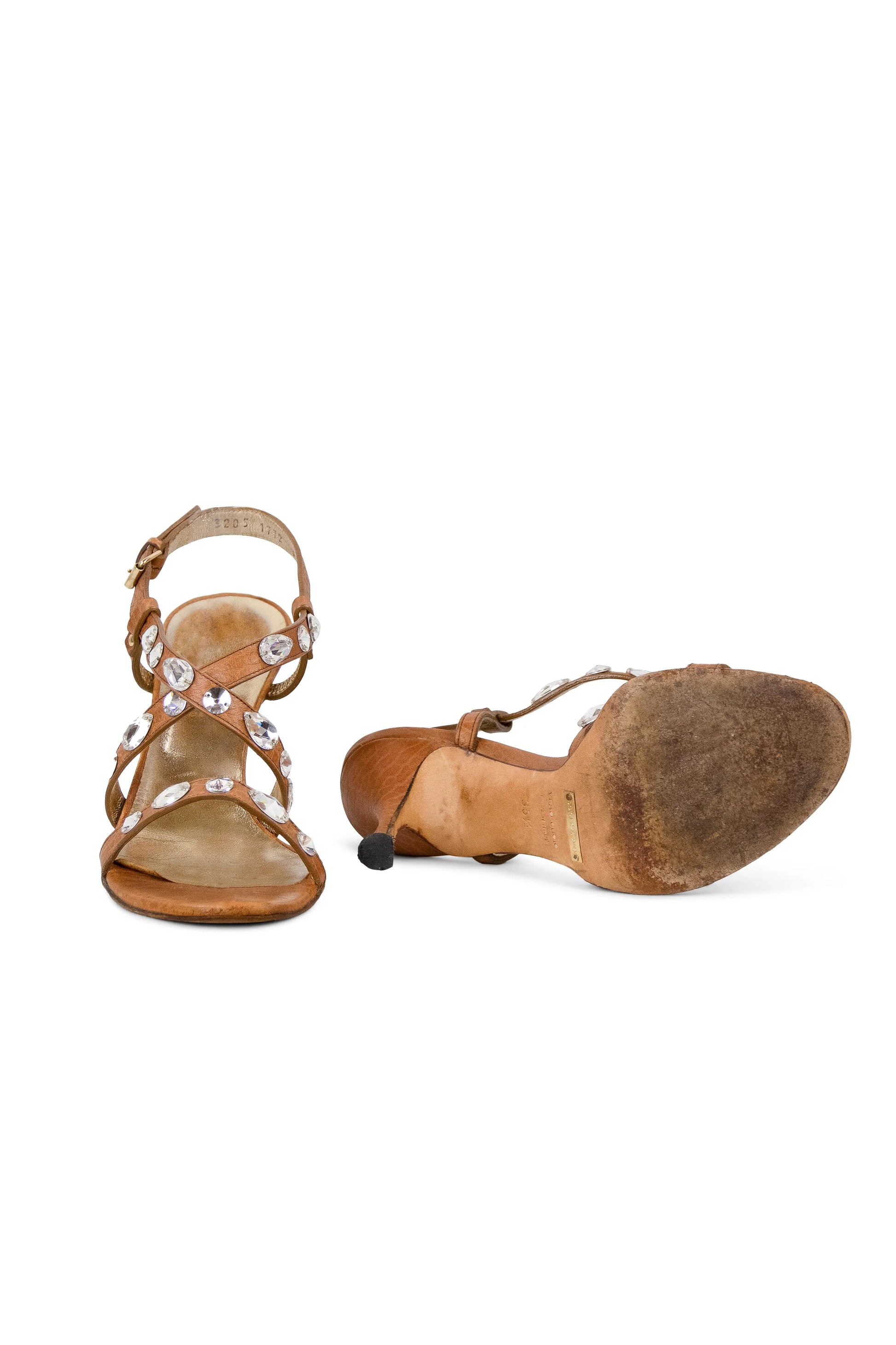 Tan sandals with gems