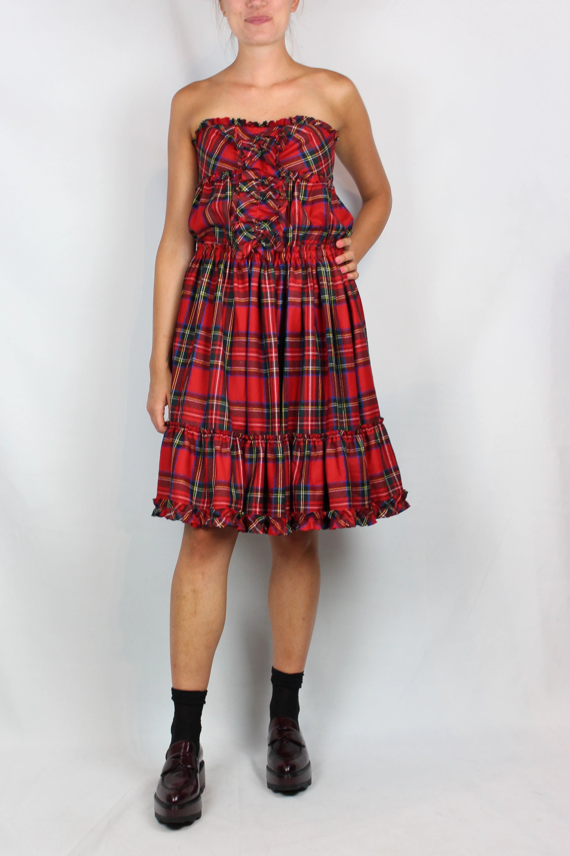 Tartan ruffled dress