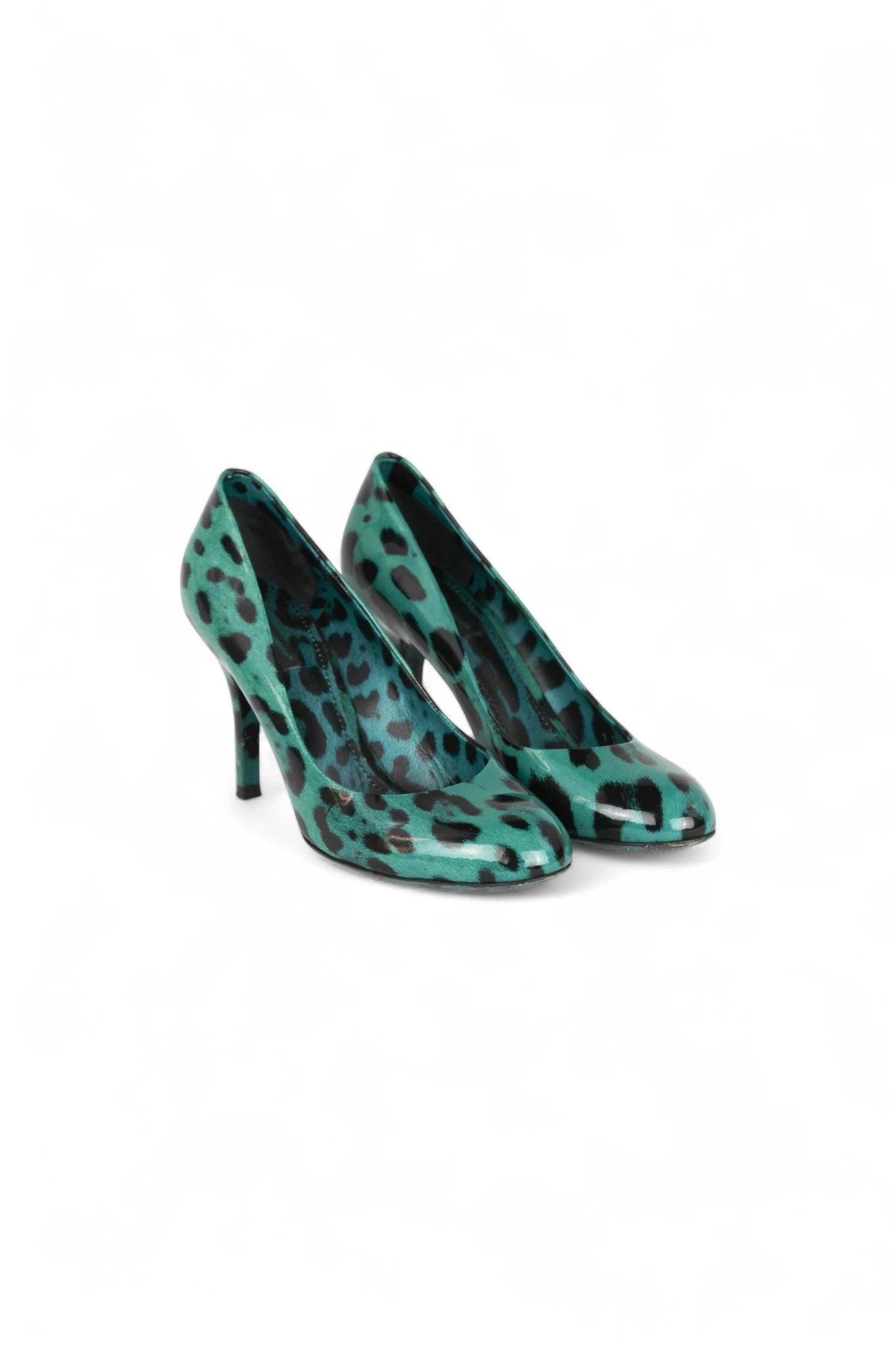 Teal Patent Leopard Print Pumps