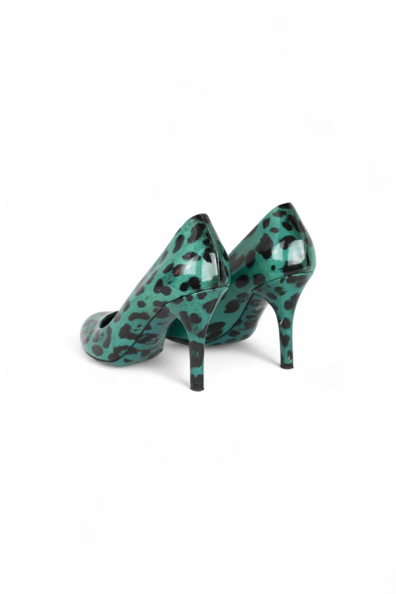 Teal Patent Leopard Print Pumps