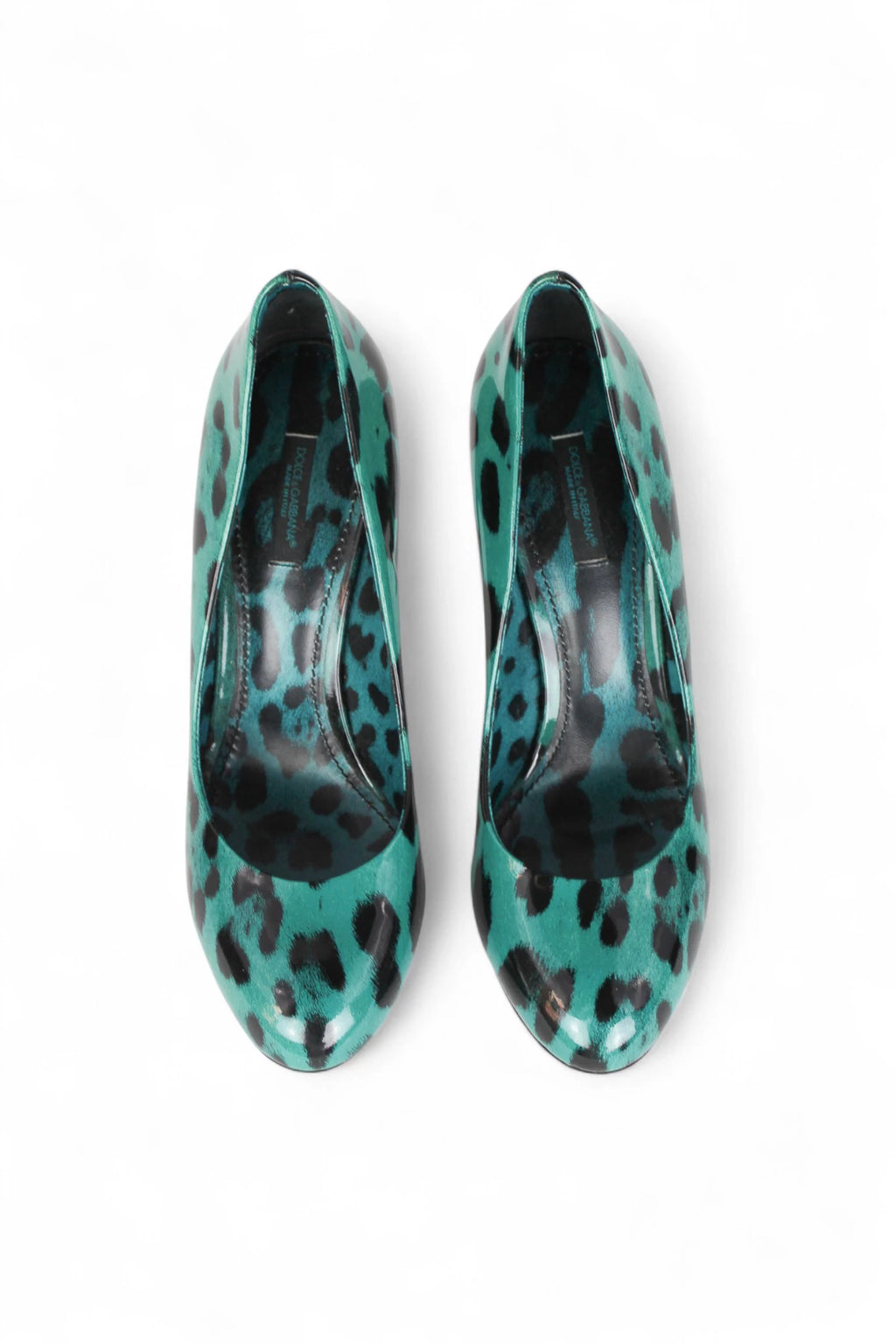 Teal Patent Leopard Print Pumps
