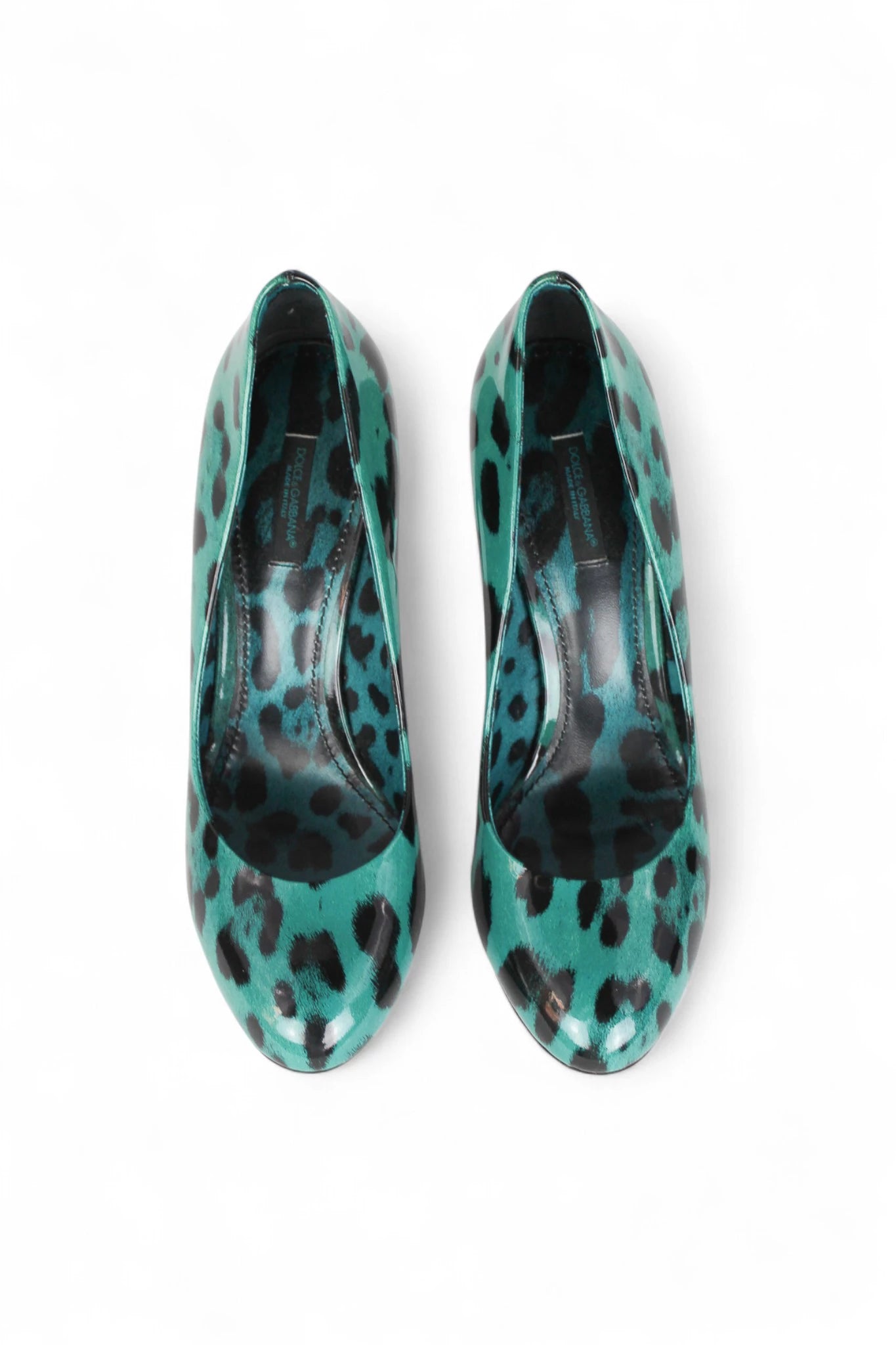 Teal Patent Leopard Print Pumps
