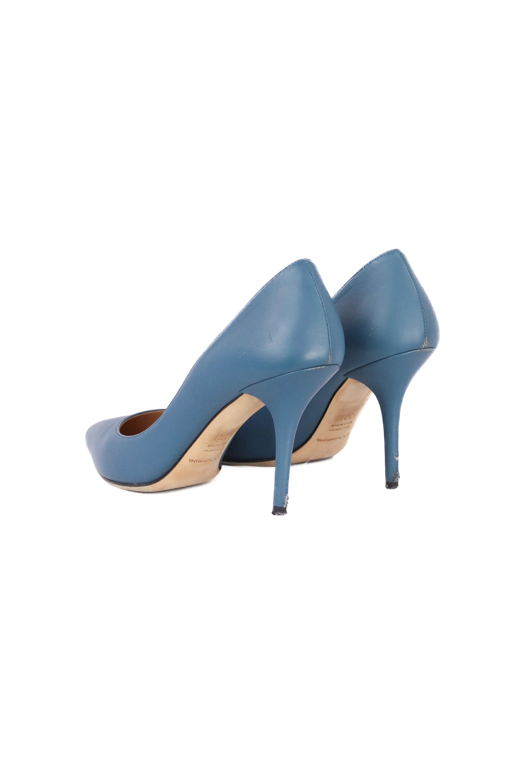 Teal smooth leather pumps