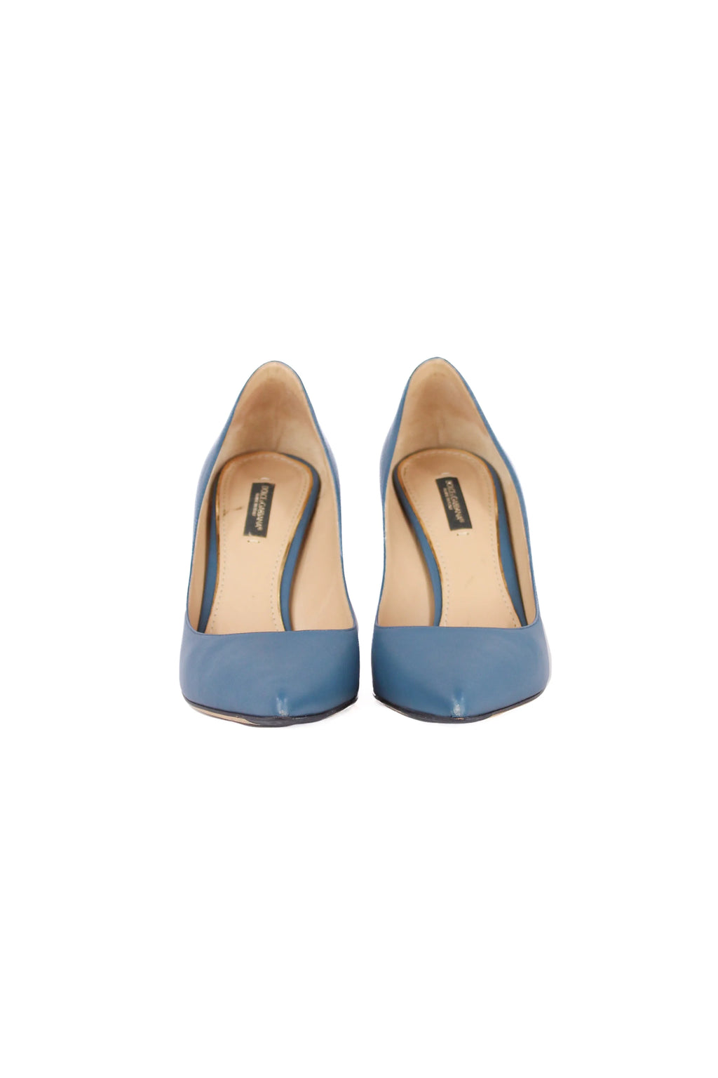Teal smooth leather pumps