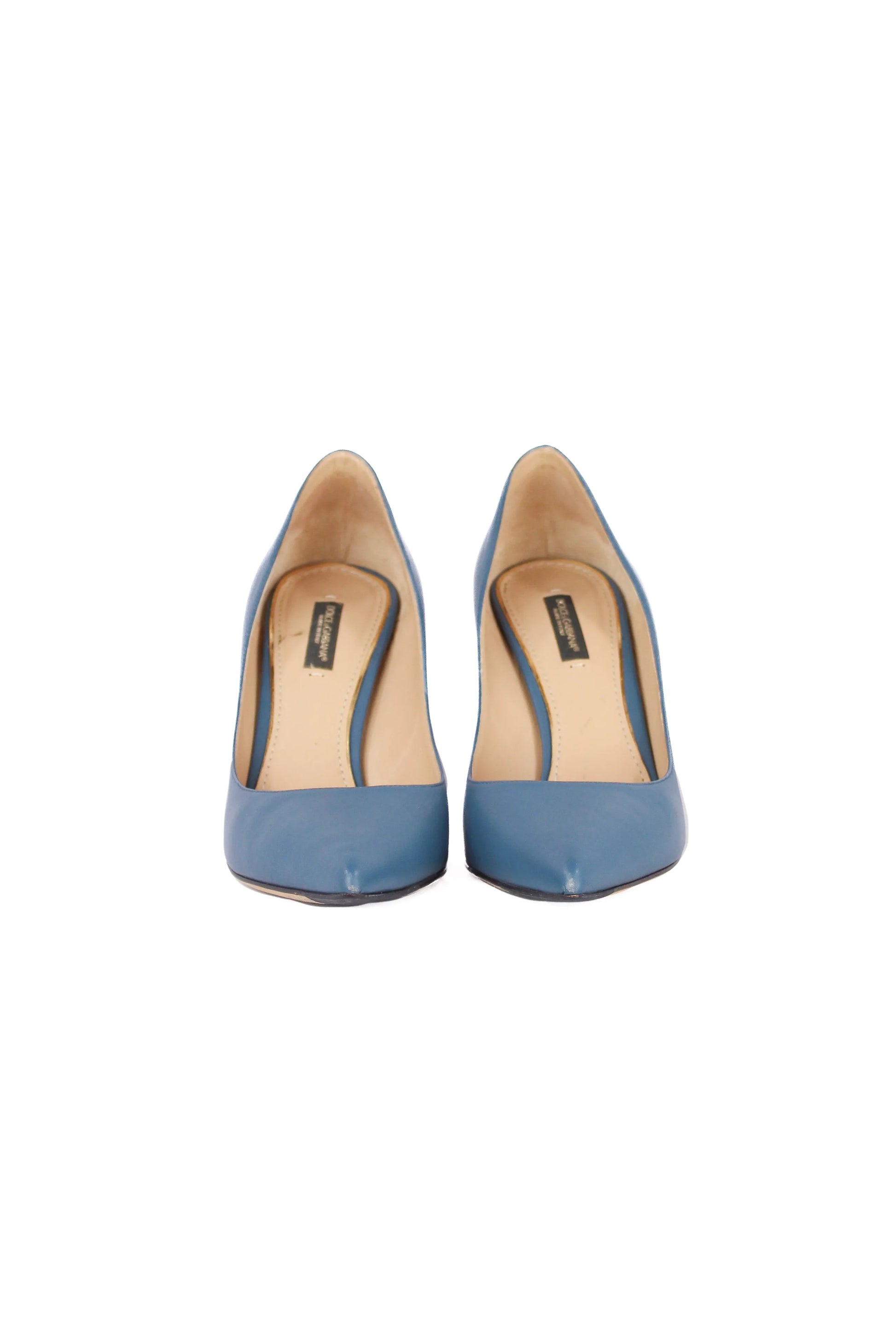 Teal smooth leather pumps