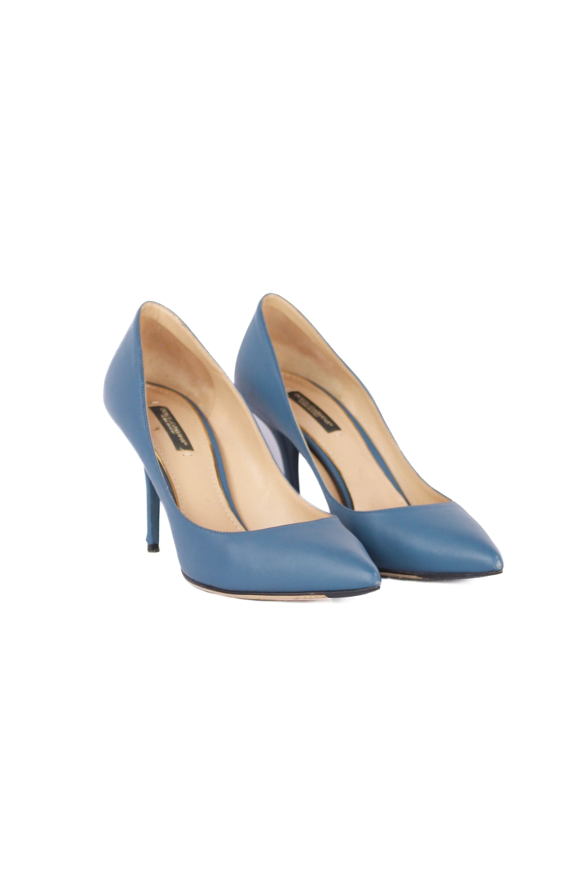 Teal smooth leather pumps