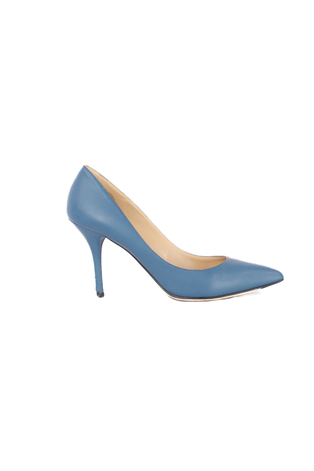 Teal smooth leather pumps