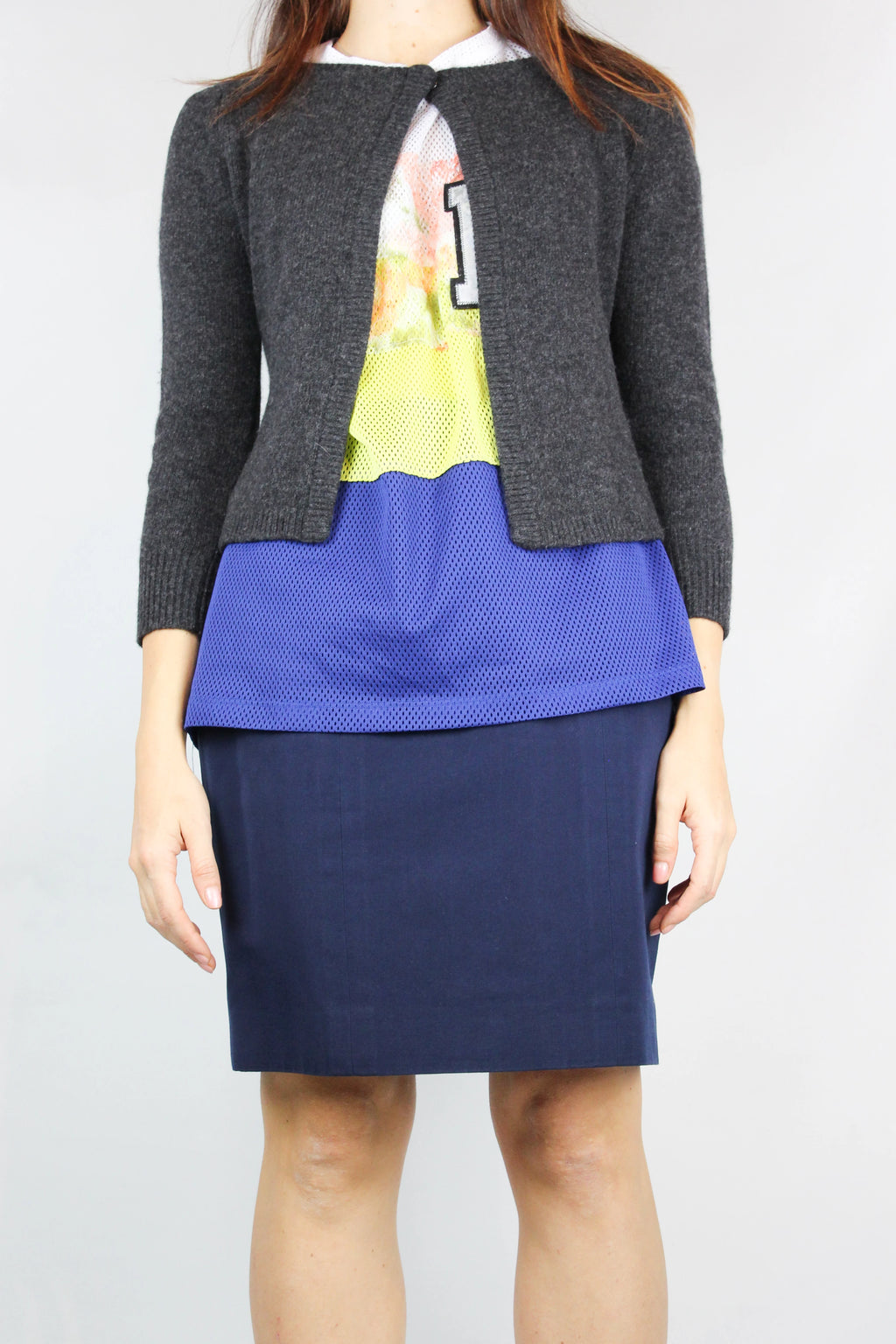 Grey Wool Slim Fit Cardigan