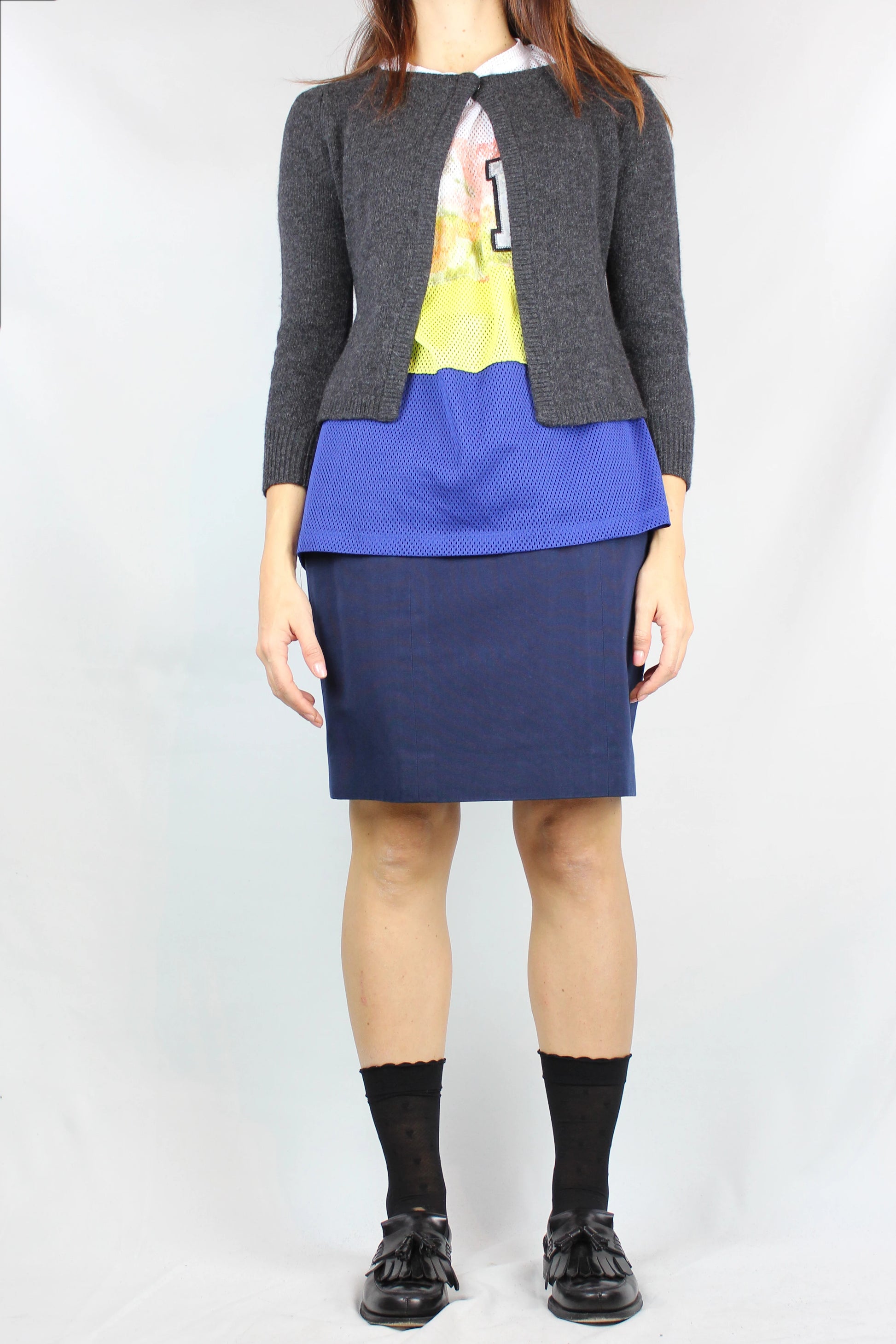 Grey Wool Slim Fit Cardigan