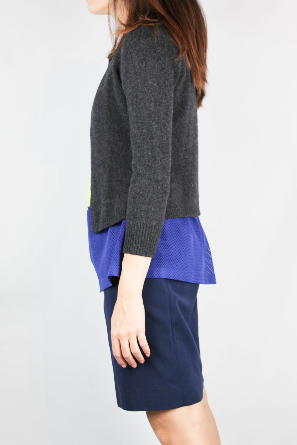 Grey Wool Slim Fit Cardigan