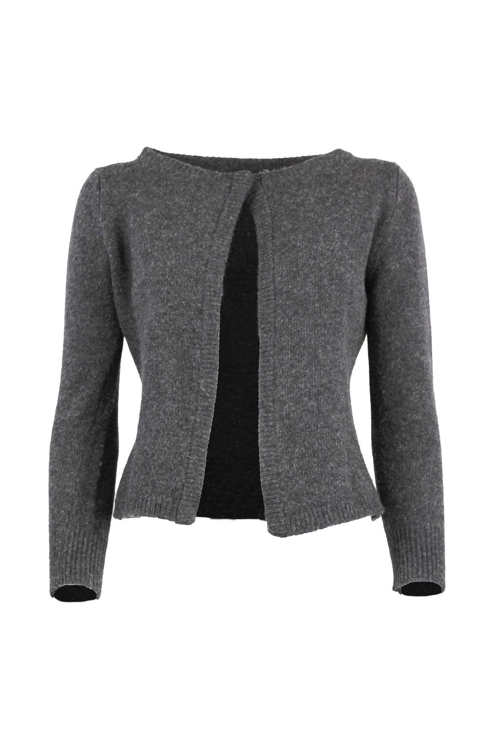 Grey Wool Slim Fit Cardigan
