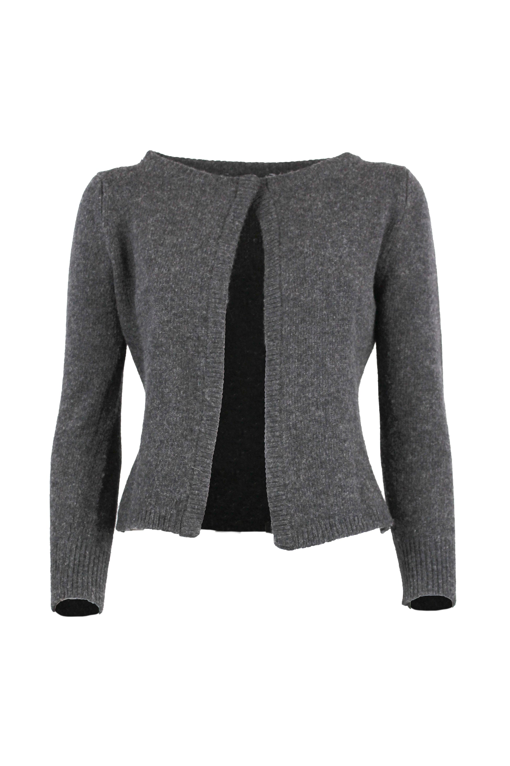 Grey Wool Slim Fit Cardigan