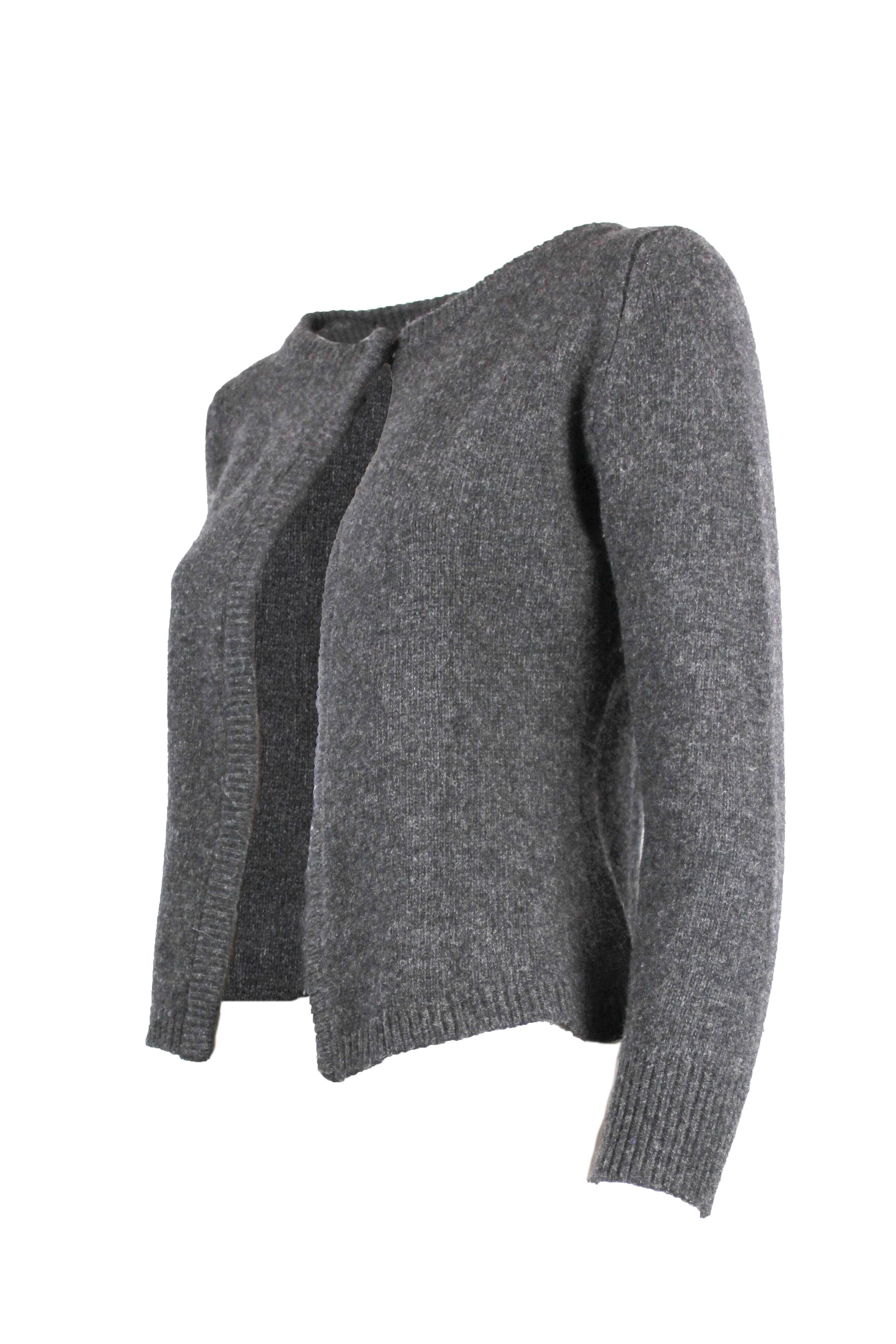 Grey Wool Slim Fit Cardigan