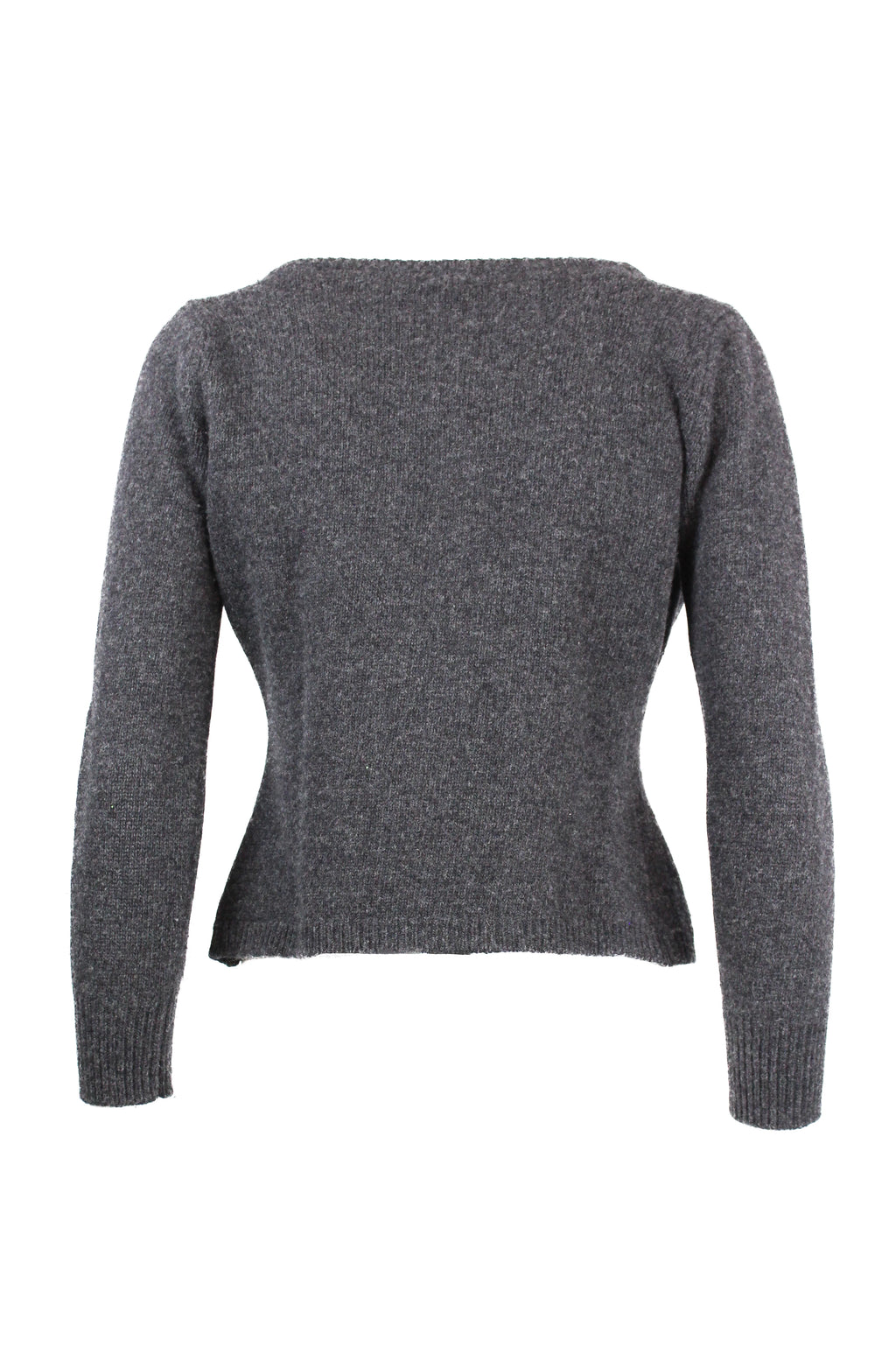 Grey Wool Slim Fit Cardigan