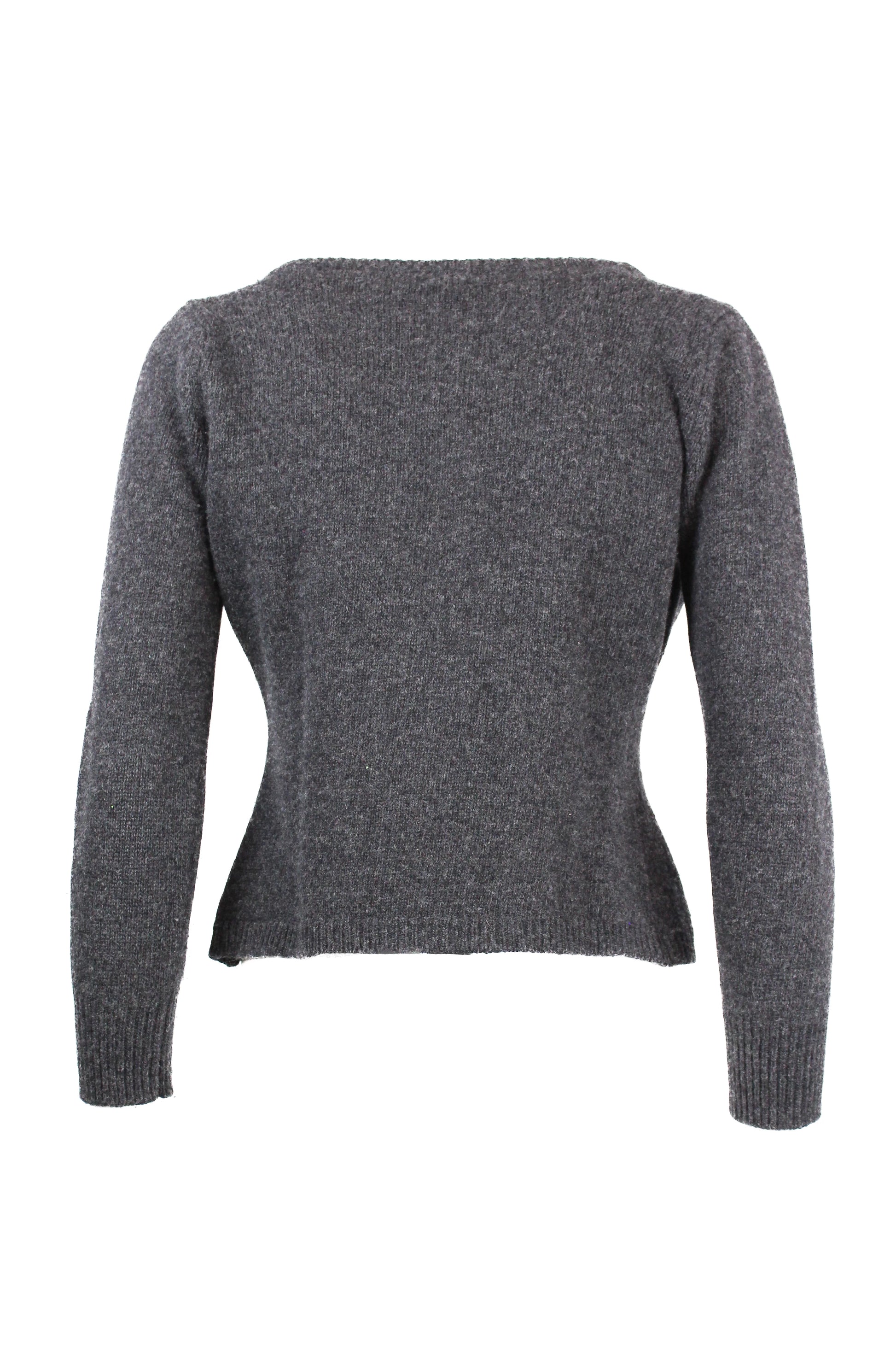 Grey Wool Slim Fit Cardigan