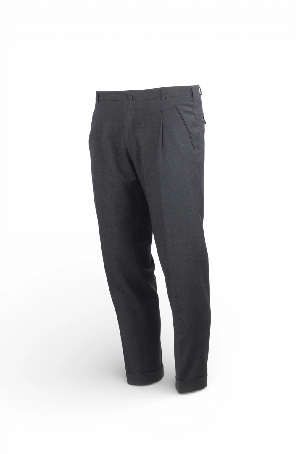 Black Micro-Check Tapered Trousers