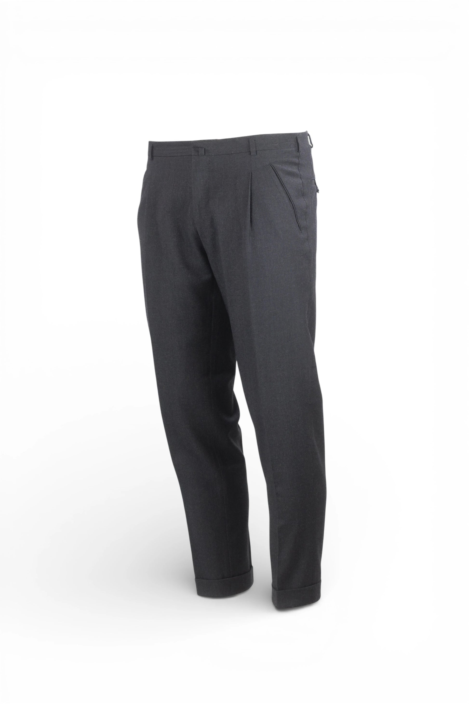 Black Micro-Check Tapered Trousers