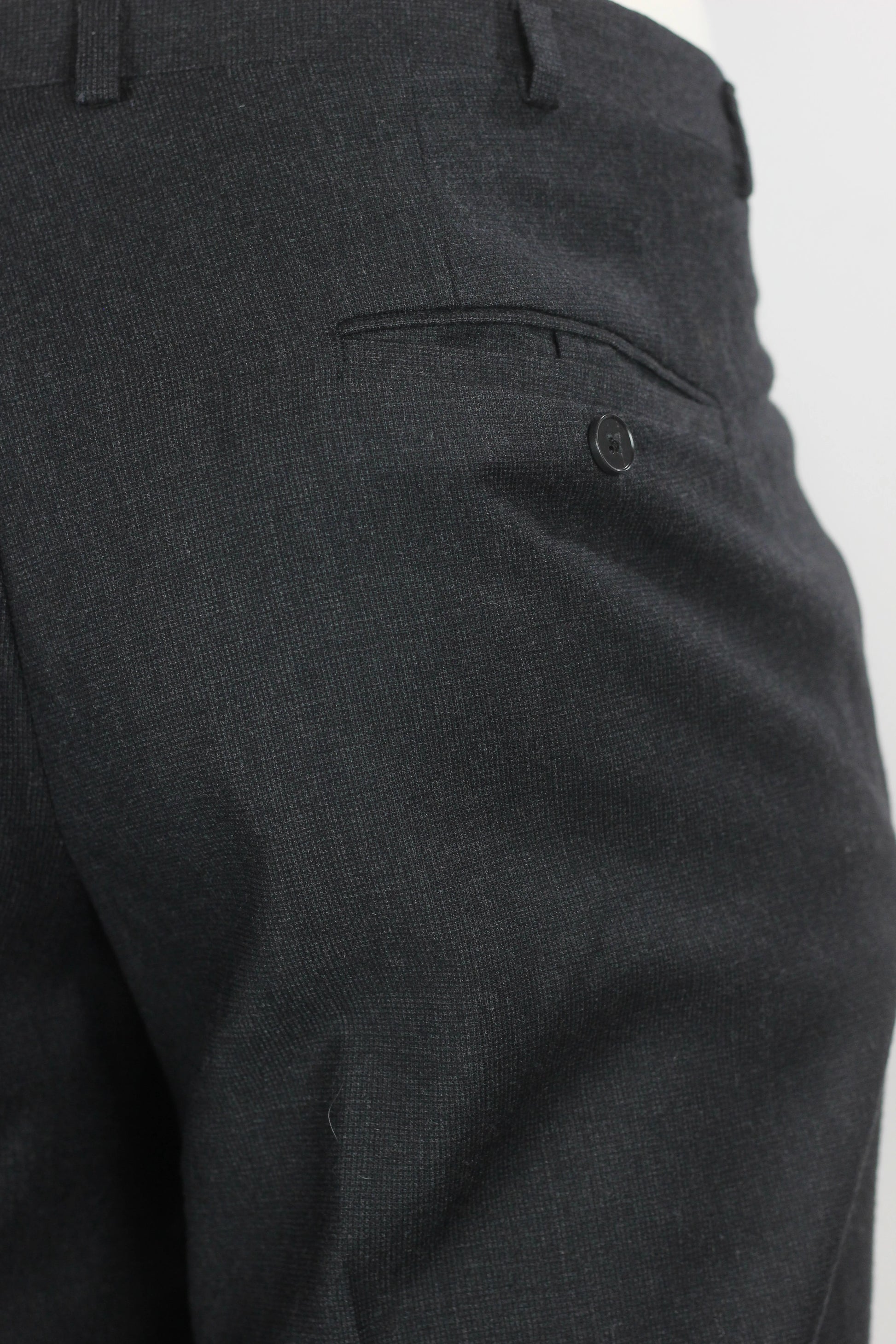 Black Micro-Check Tapered Trousers