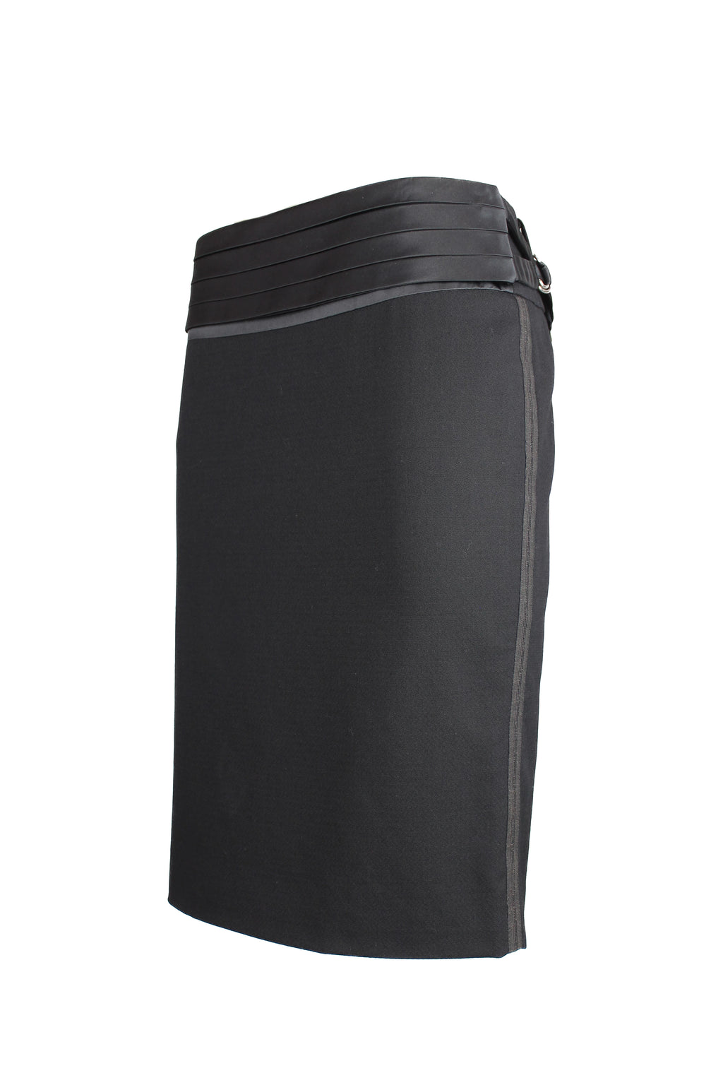 Smoking-inspired mini skirt with silk waistband