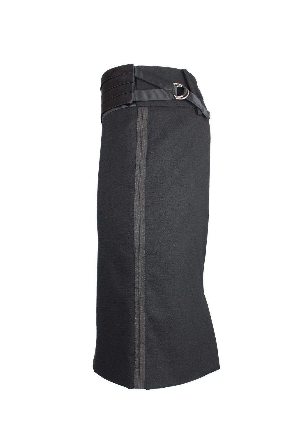 Smoking-inspired mini skirt with silk waistband