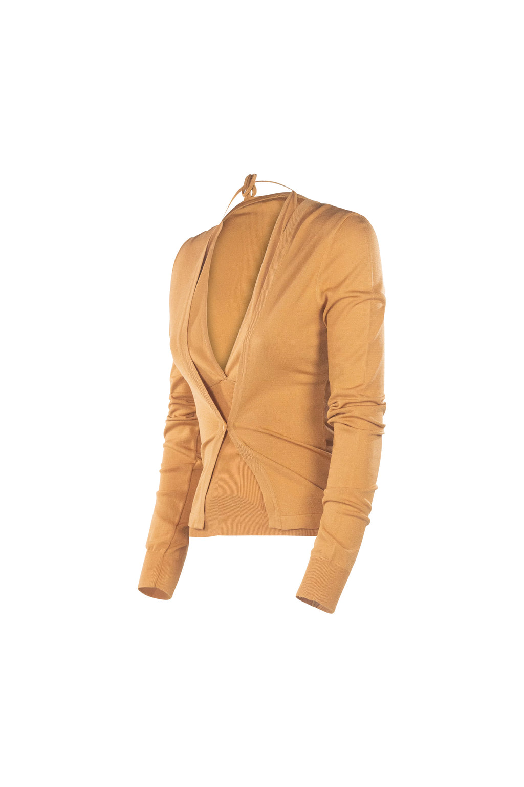Halterneck Knit Twin Set Caramel Cardigan