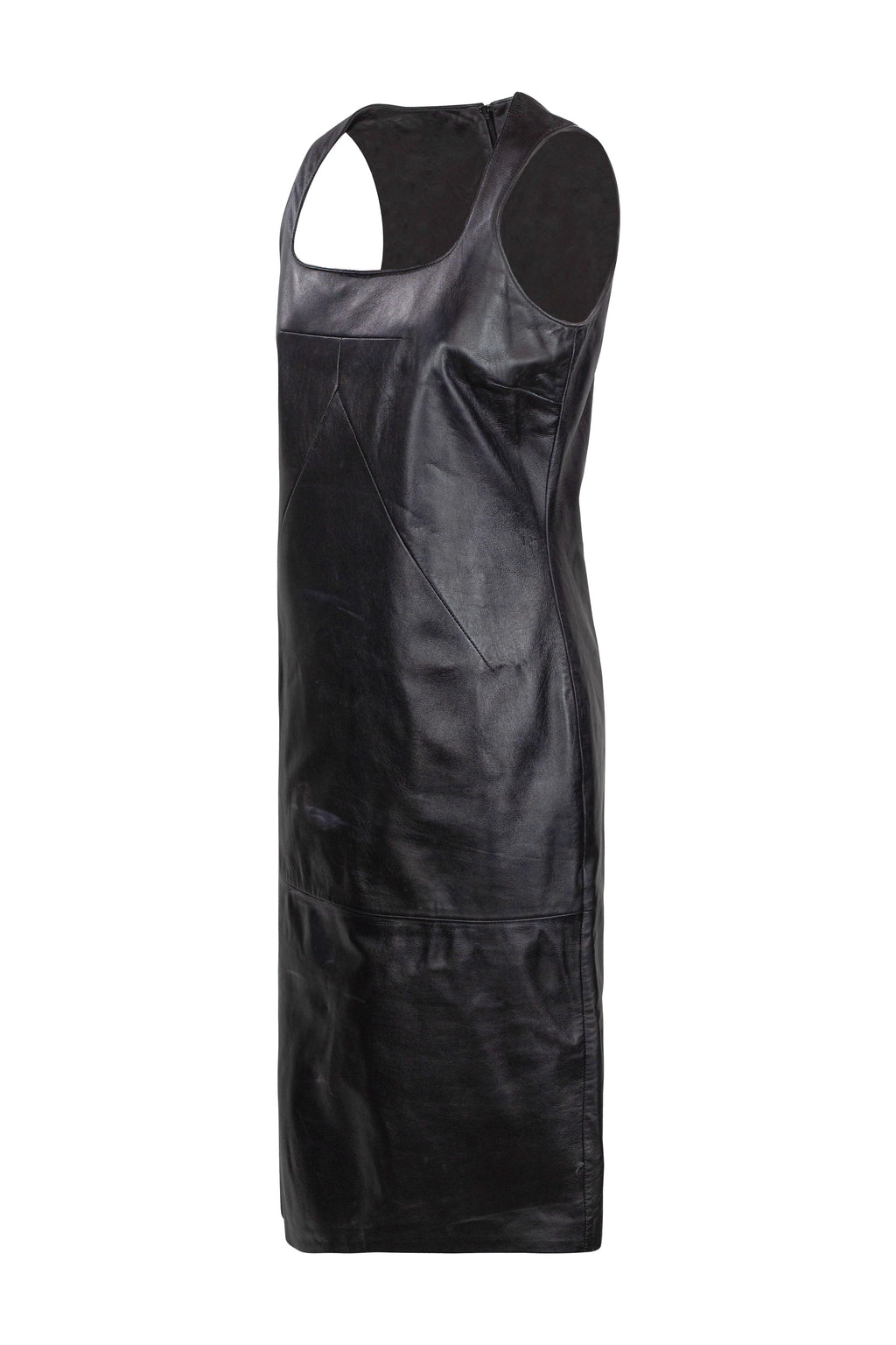 Black Sleeveless Leather Bodycon Dress