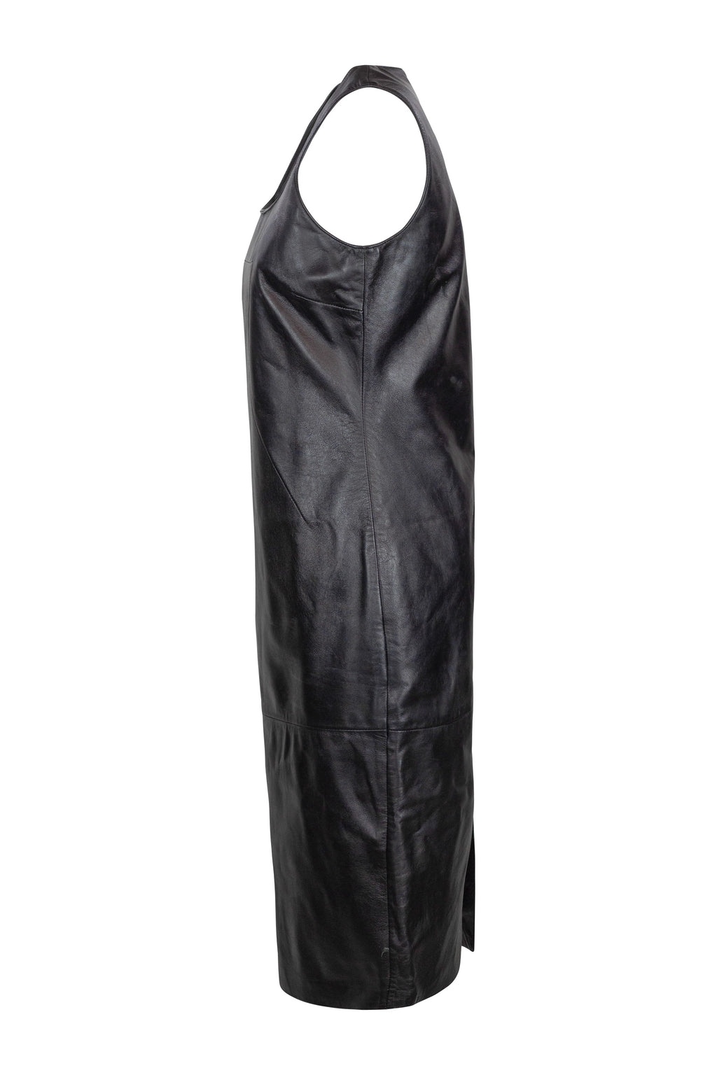 Black Sleeveless Leather Bodycon Dress