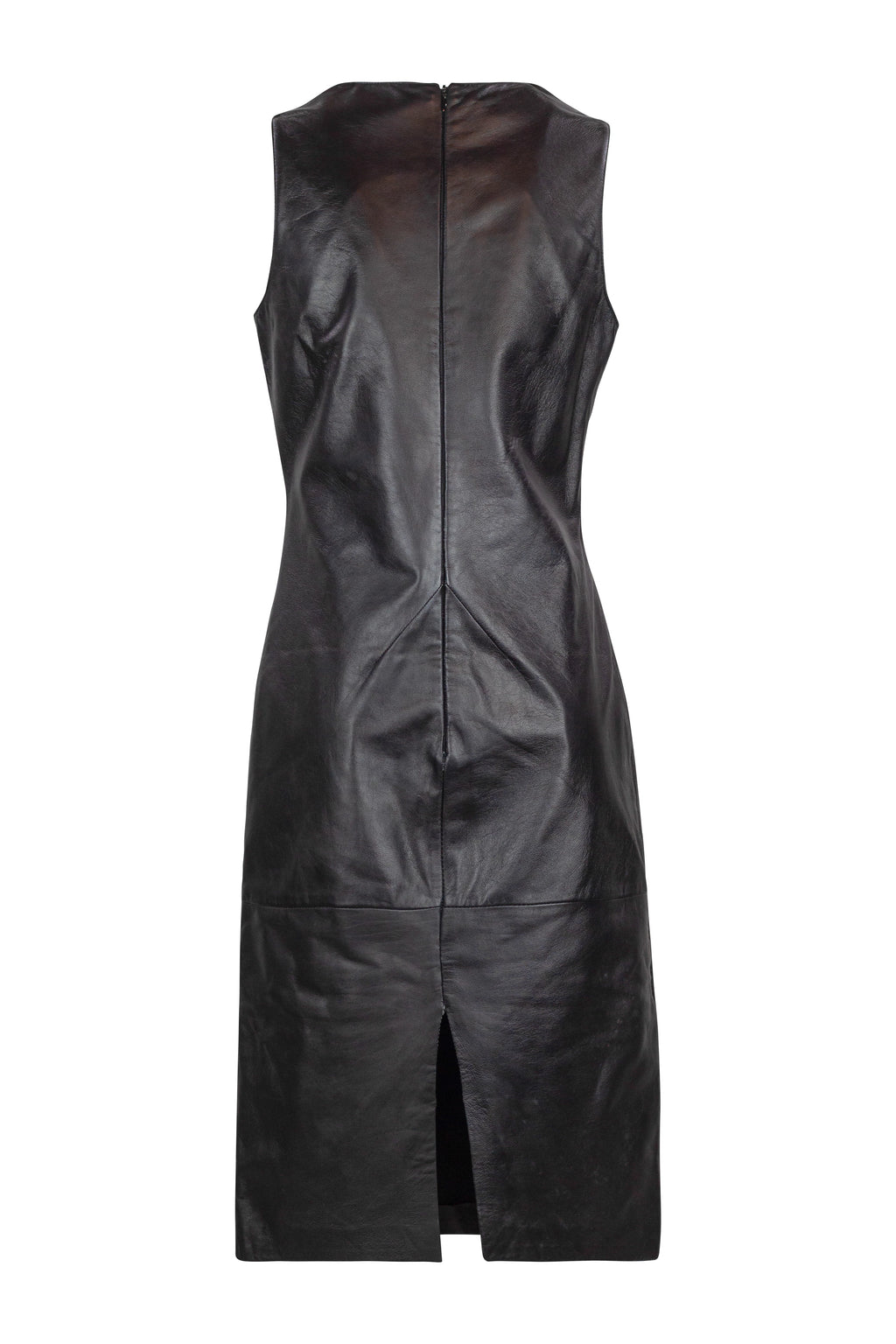 Black Sleeveless Leather Bodycon Dress