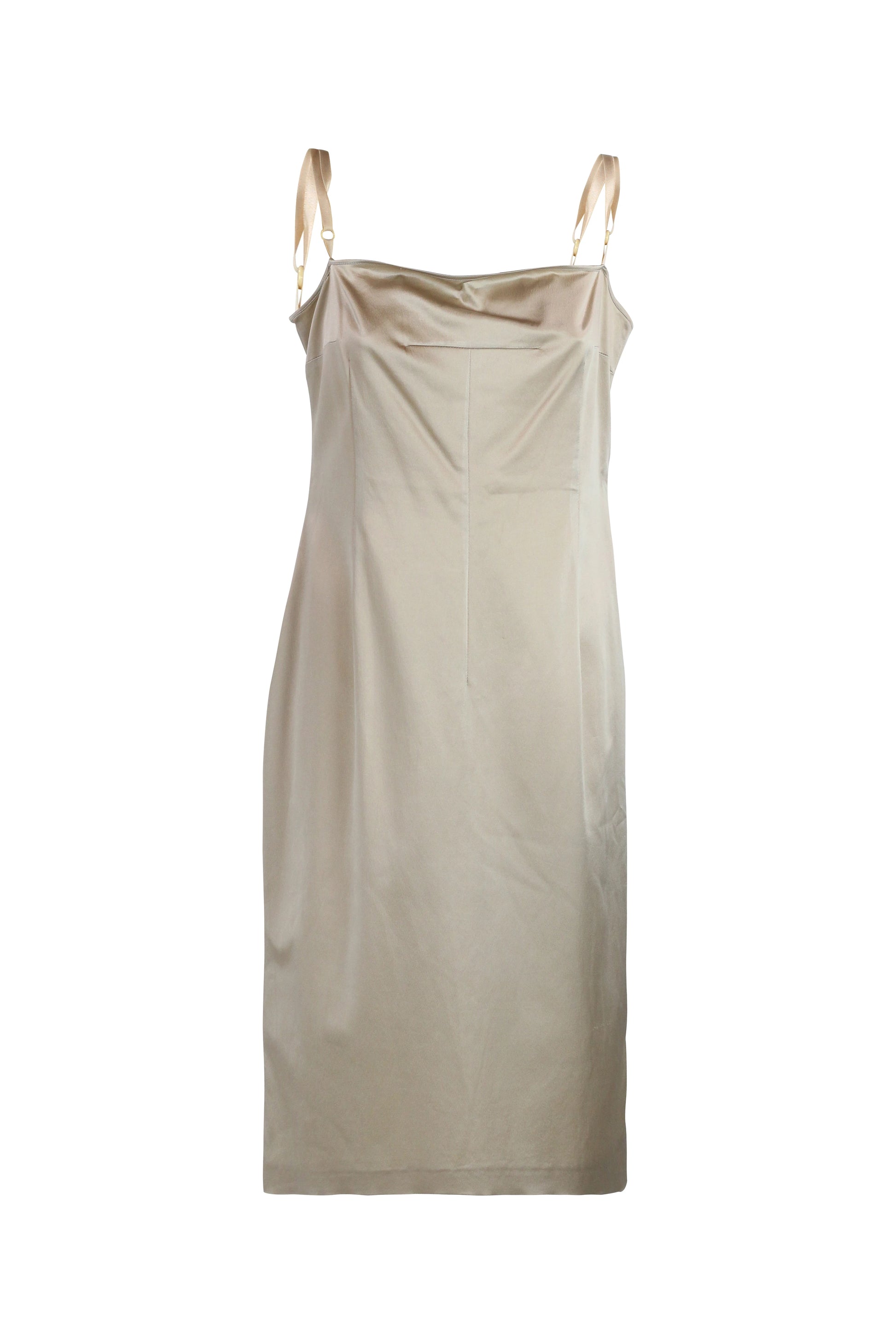 Golden Beige Silky Slip Dress
