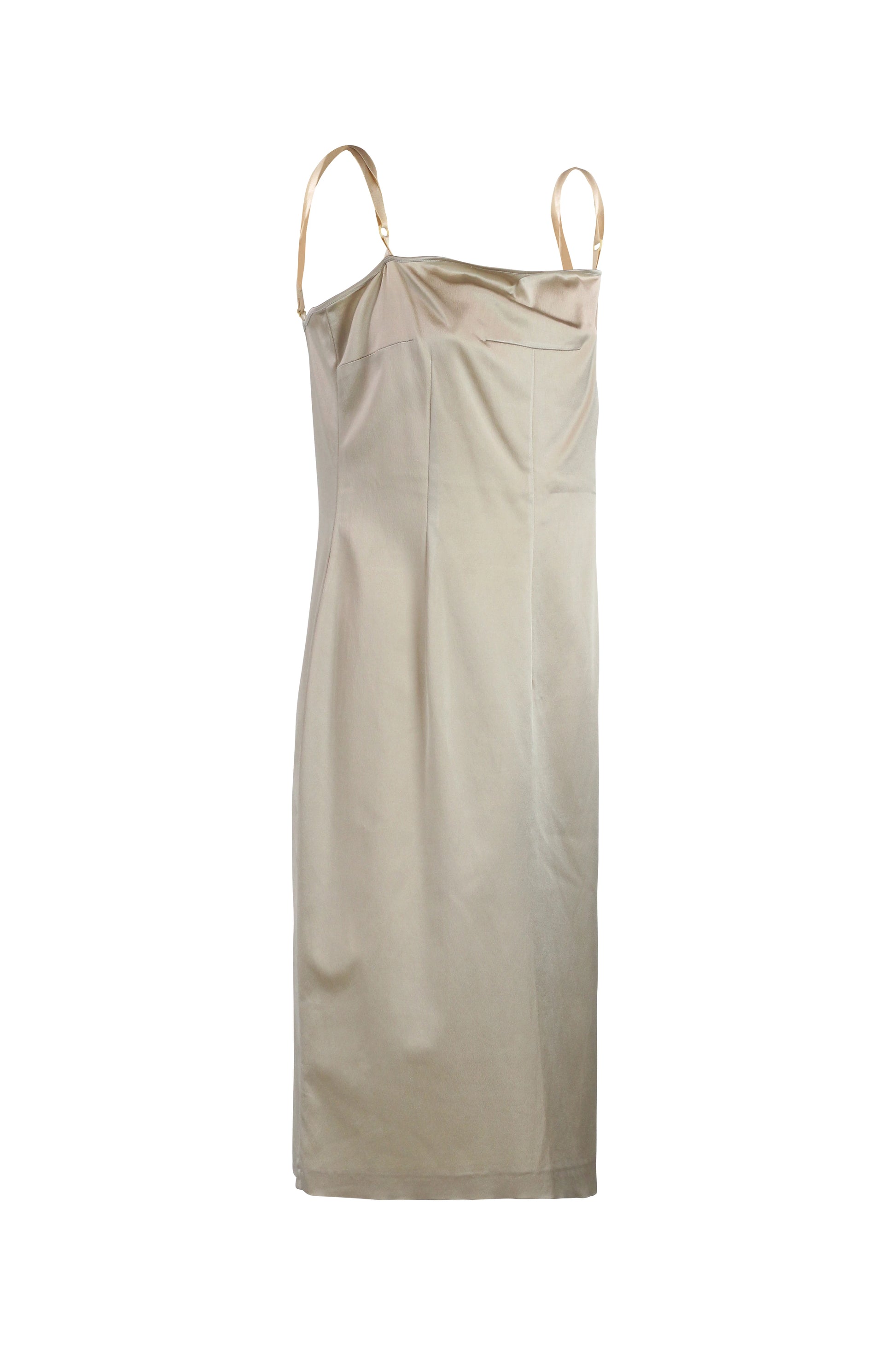 Golden Beige Silky Slip Dress