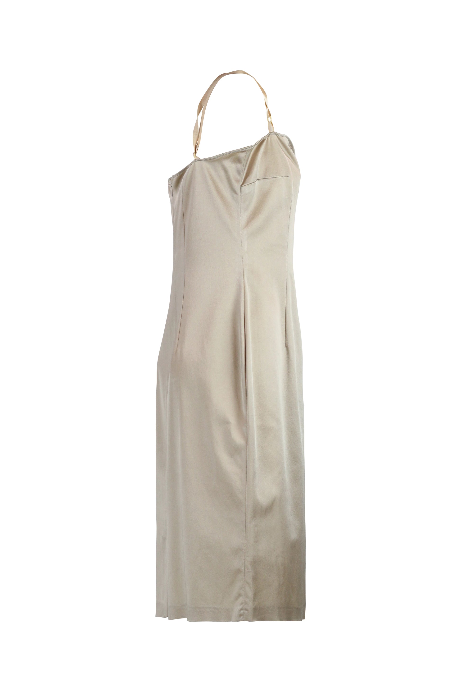 Golden Beige Silky Slip Dress