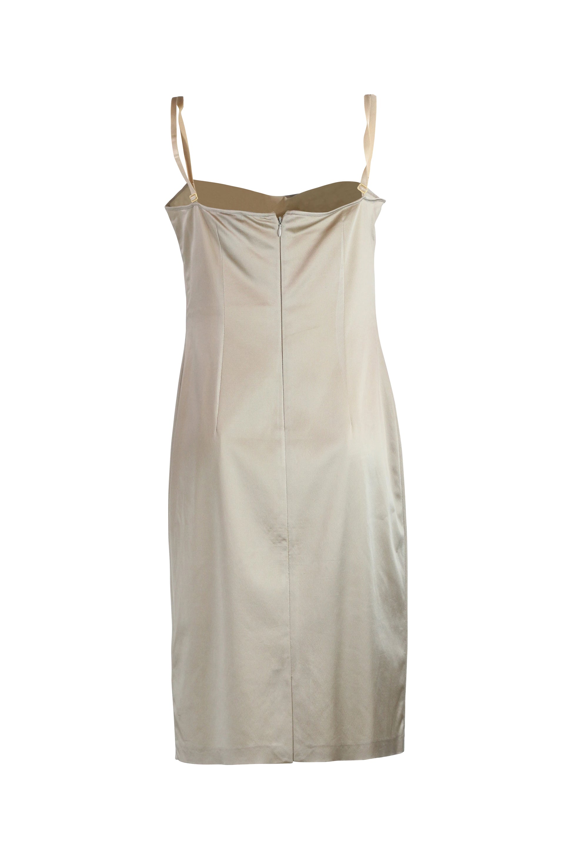 Golden Beige Silky Slip Dress