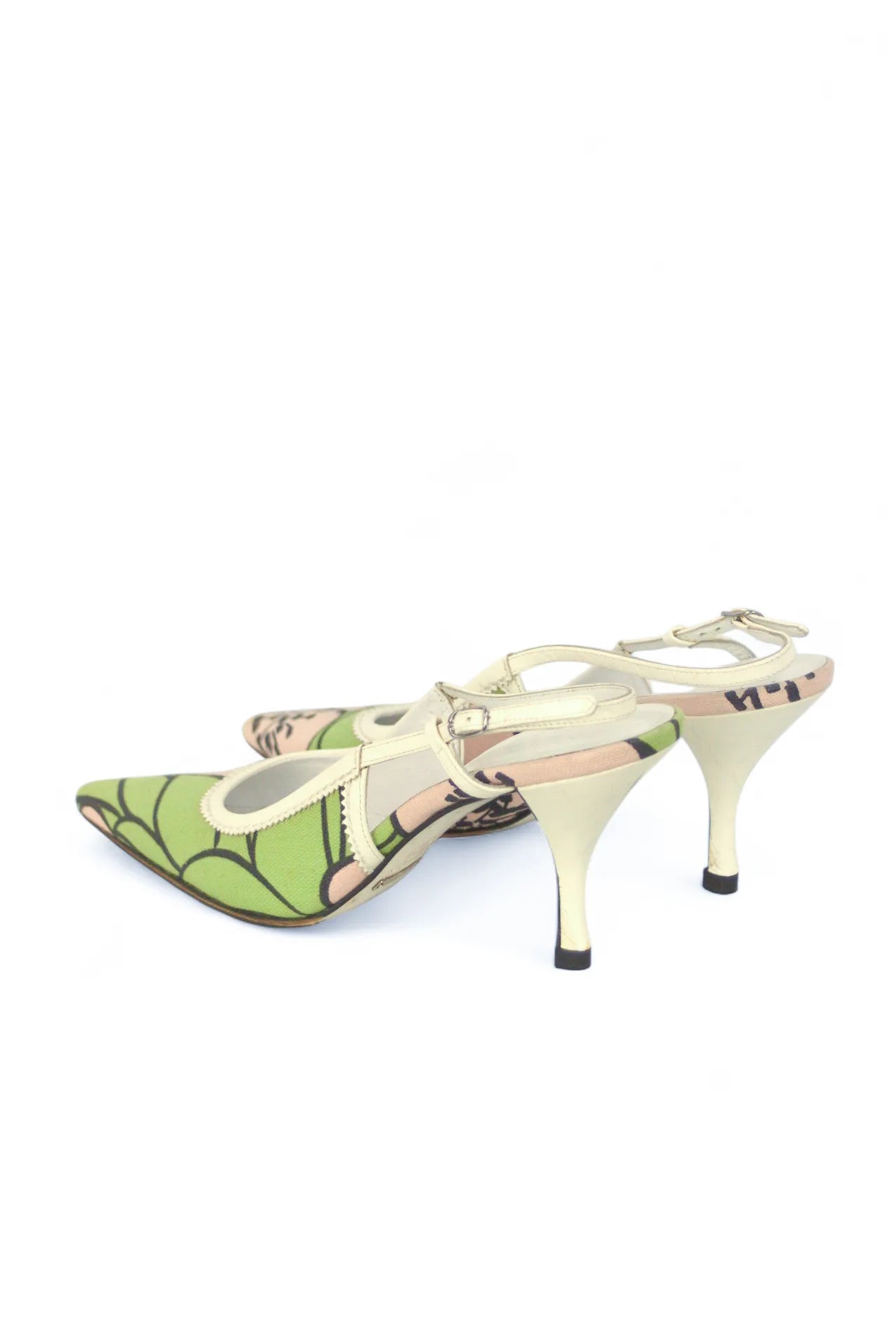 Vintage slingback with flowers