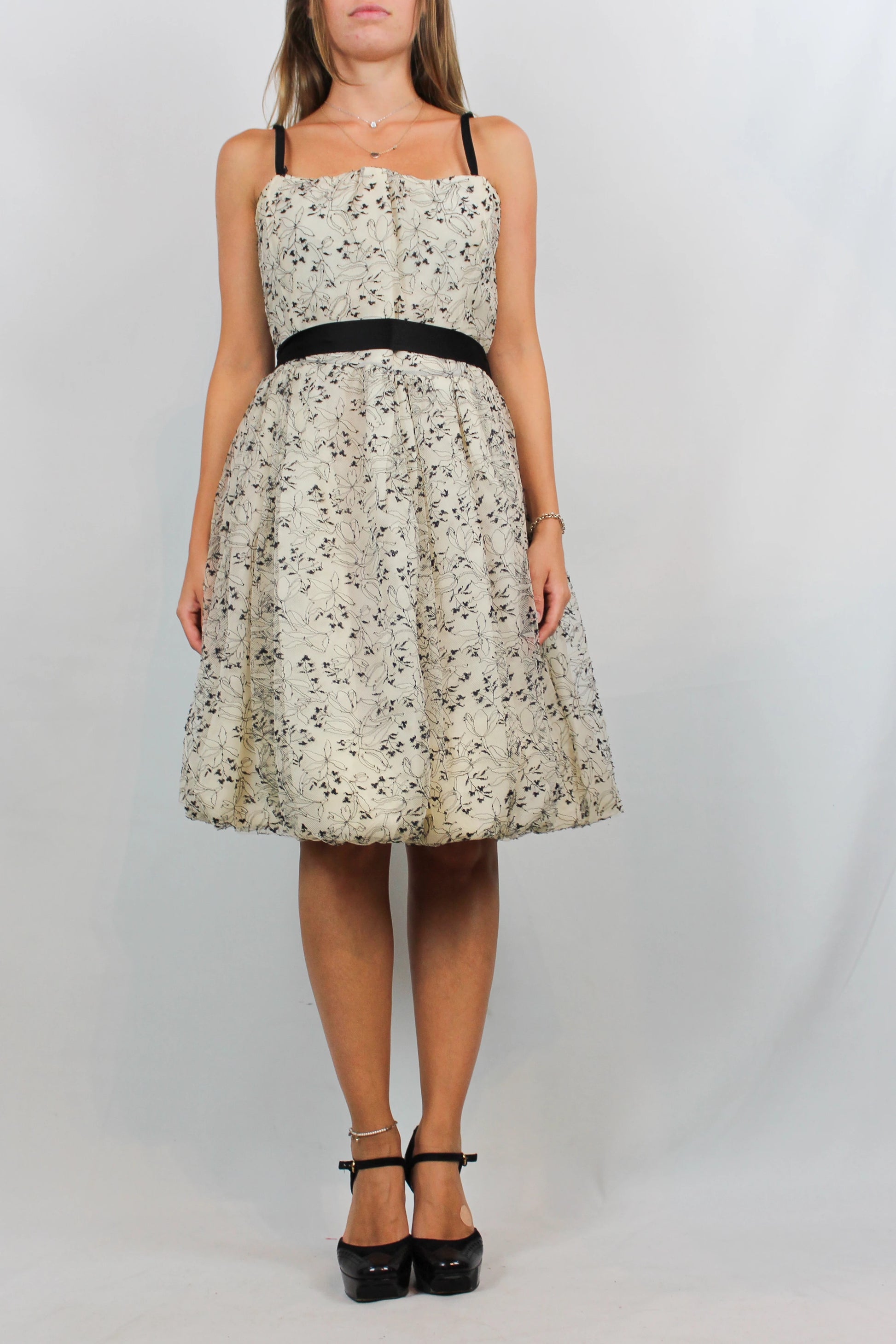 Black and white lace bubble dress