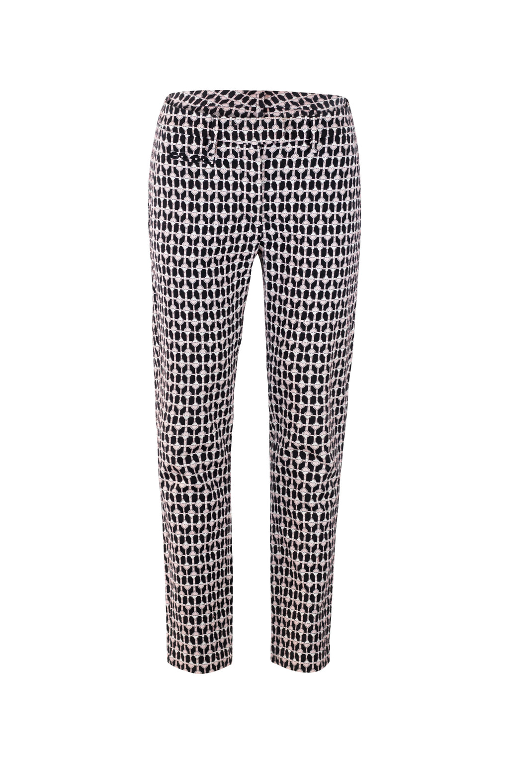 Tailored Trousers with Black and Pink Heart Pattern