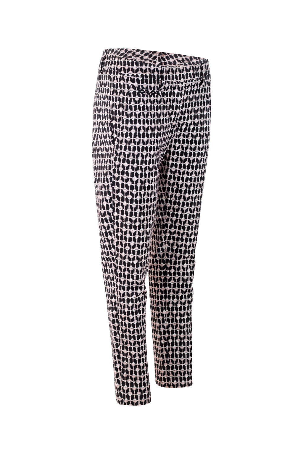 Tailored Trousers with Black and Pink Heart Pattern