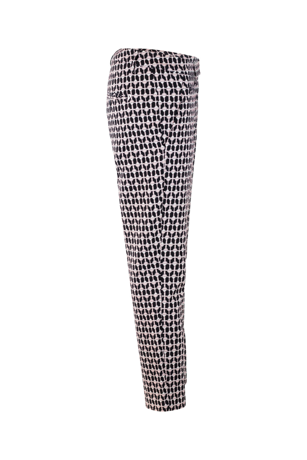 Tailored Trousers with Black and Pink Heart Pattern
