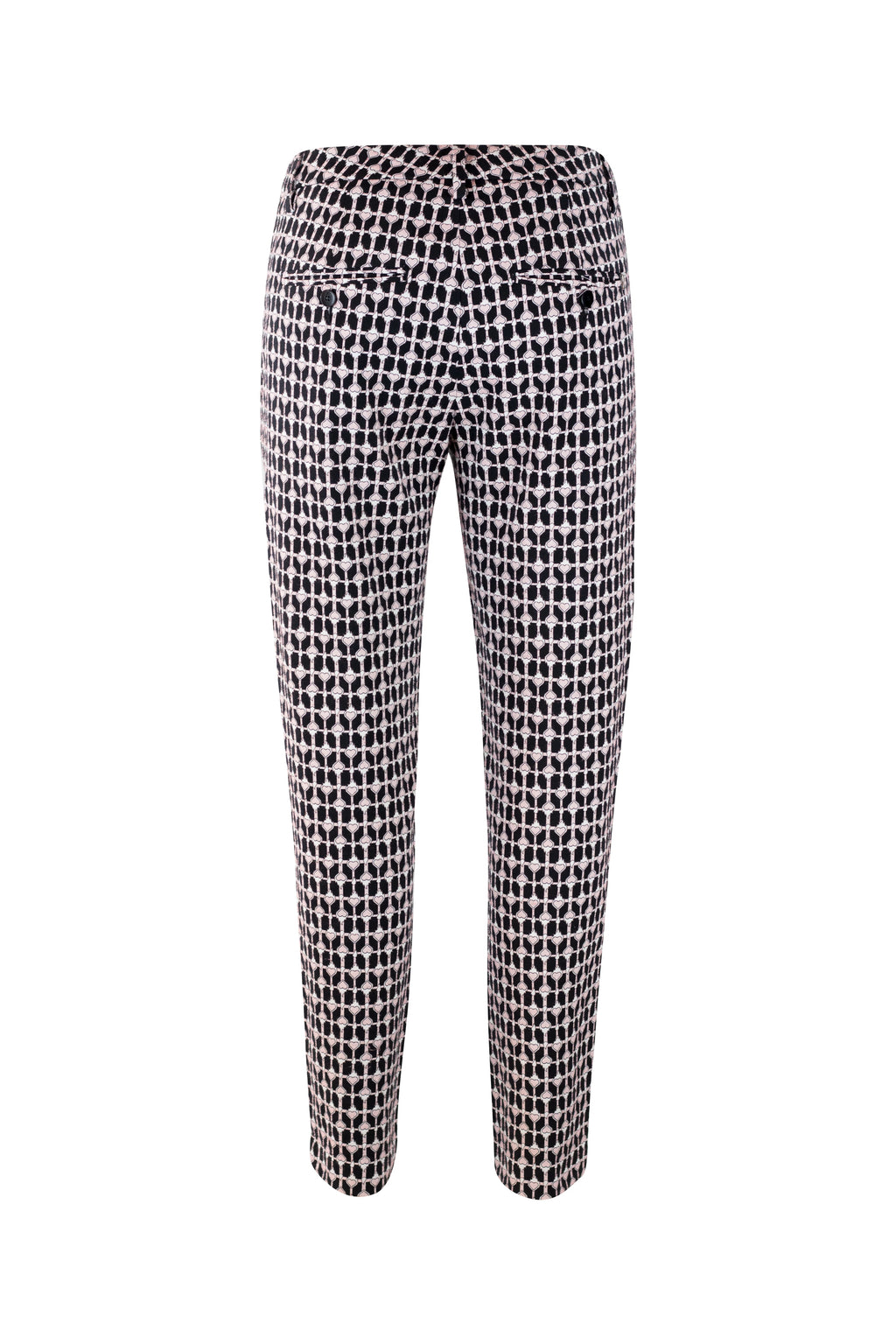 Tailored Trousers with Black and Pink Heart Pattern