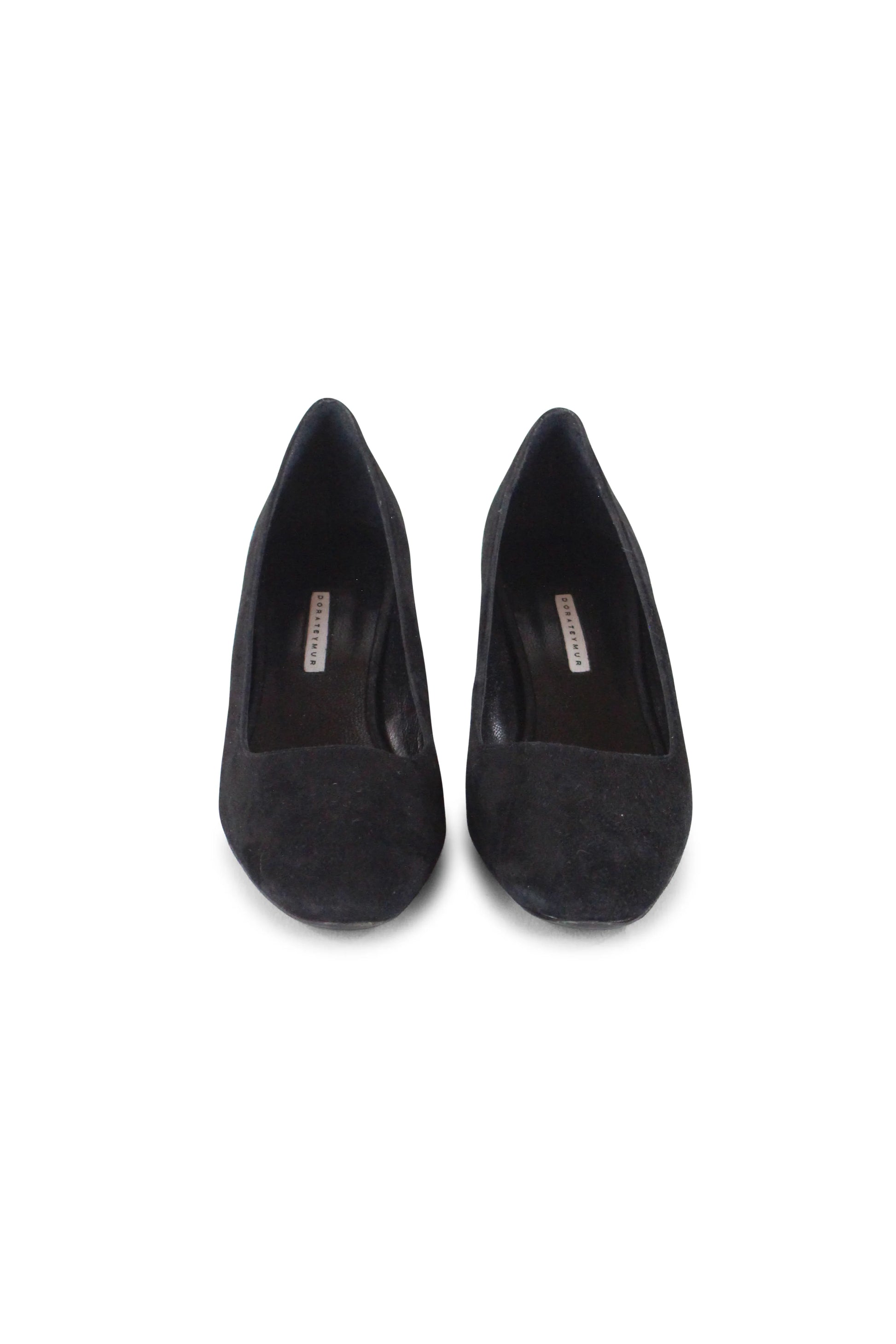 Suede elephant heel pumps