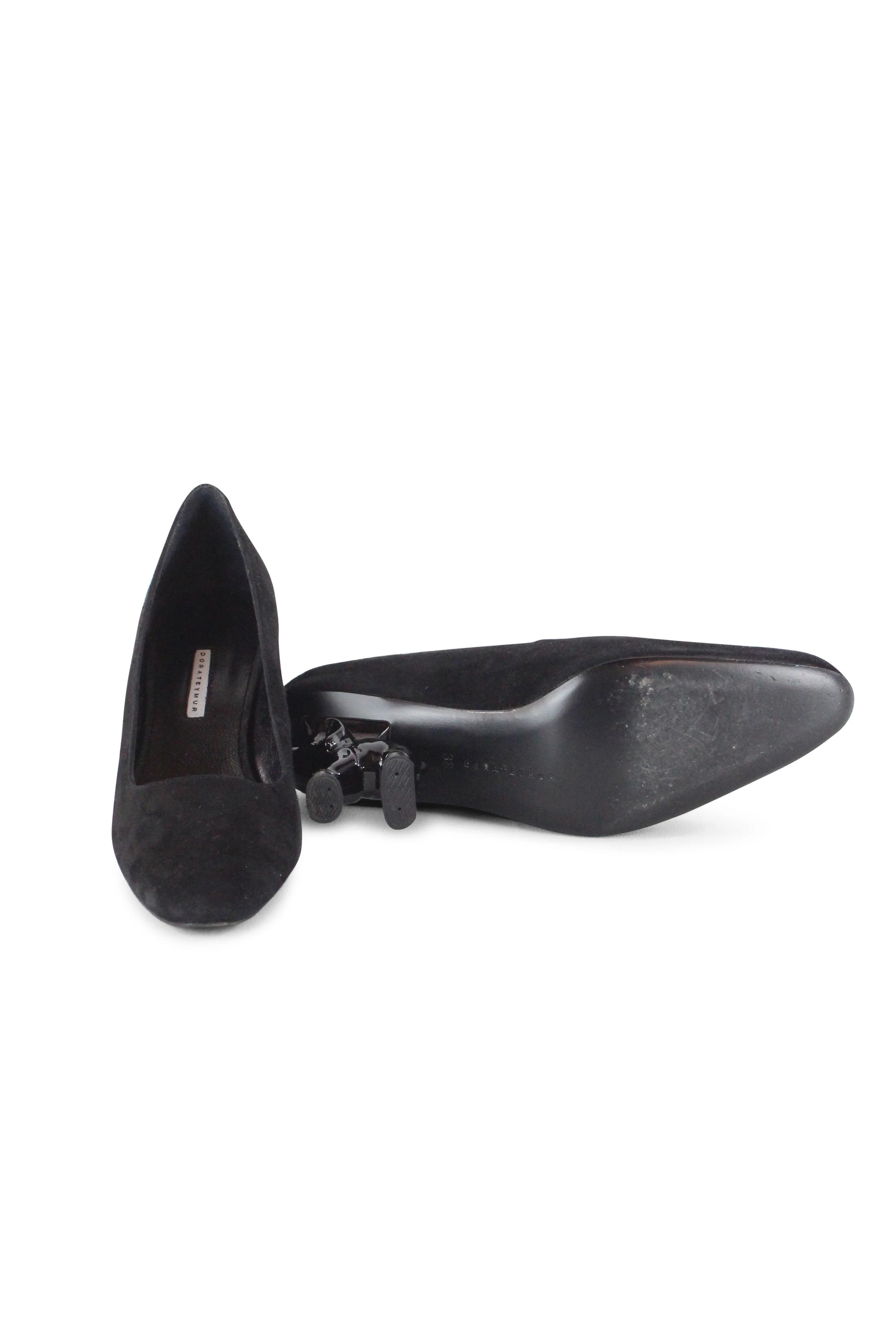 Suede elephant heel pumps