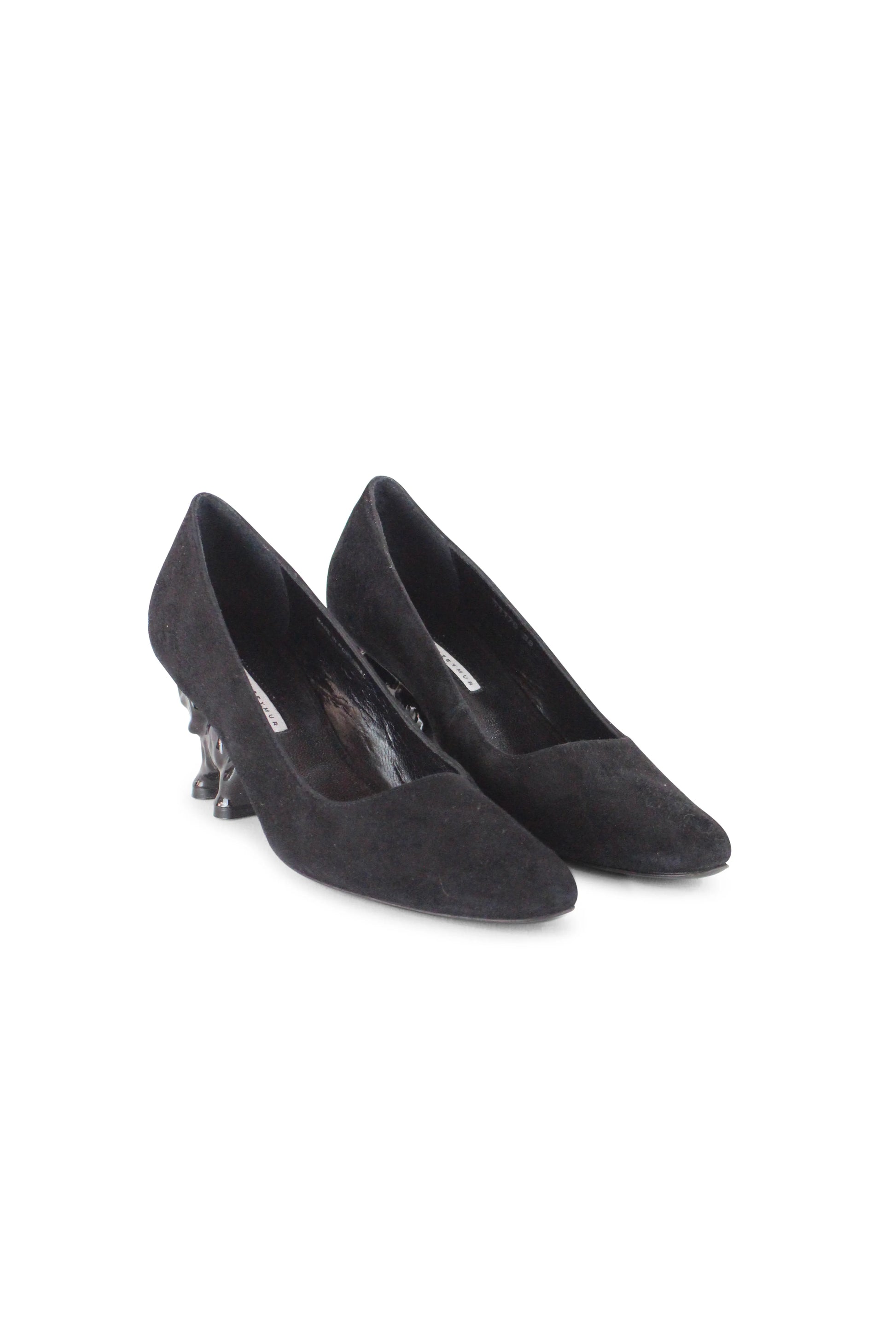 Suede elephant heel pumps