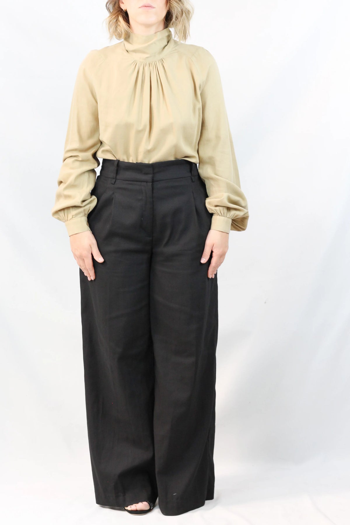 Silk Gathered Turtleneck Blouse FW2015