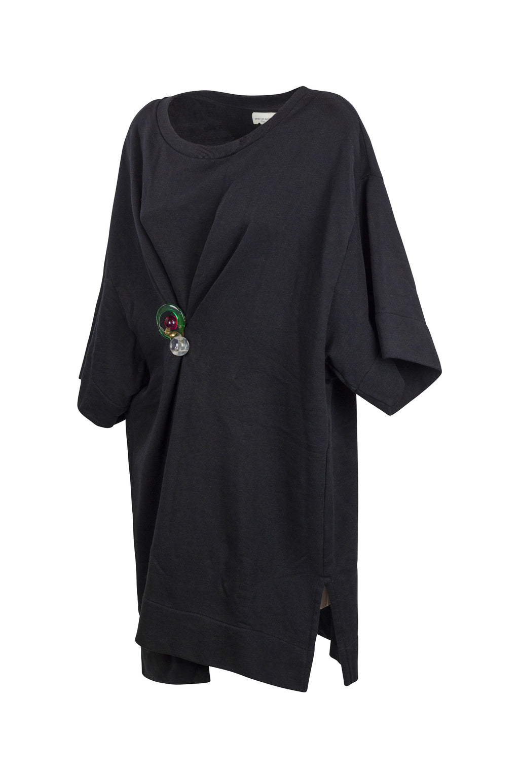 Black Oversized Cotton Sweatshirt Dress