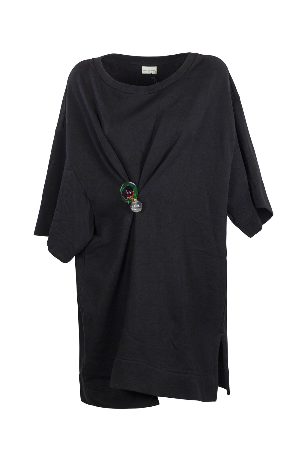 Black Oversized Cotton Sweatshirt Dress