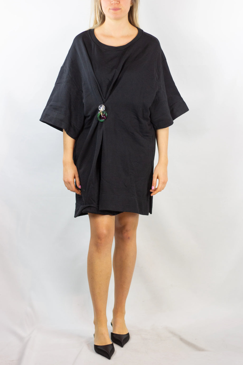 Black Oversized Cotton Sweatshirt Dress