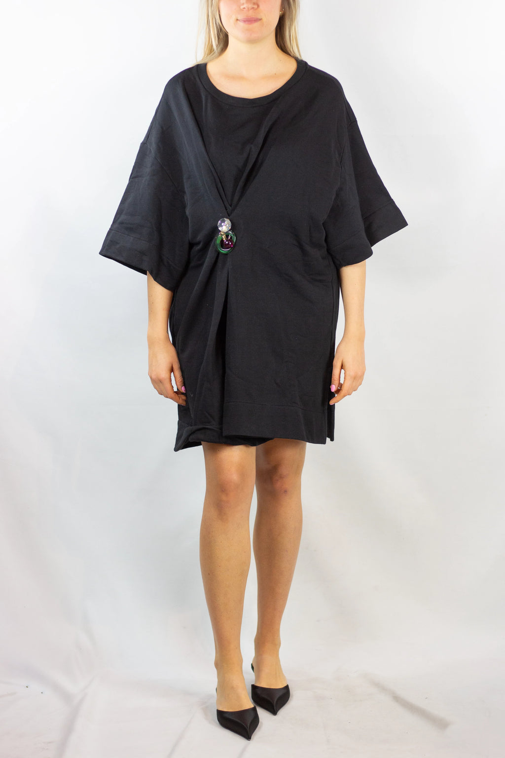 Black Oversized Cotton Sweatshirt Dress