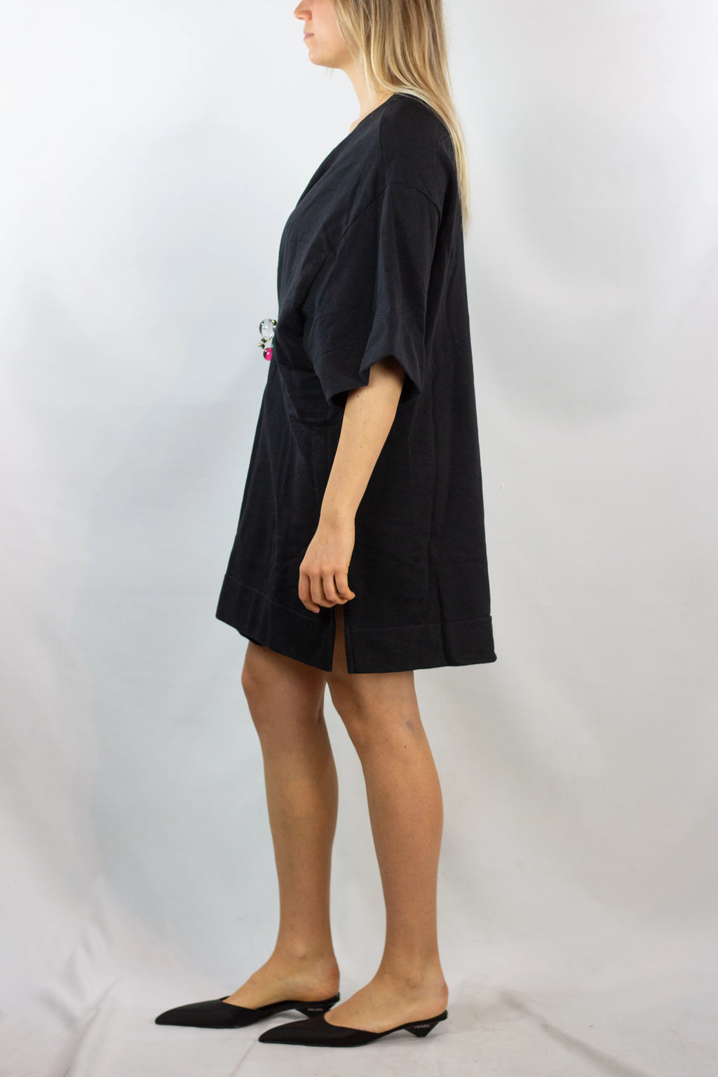 Black Oversized Cotton Sweatshirt Dress